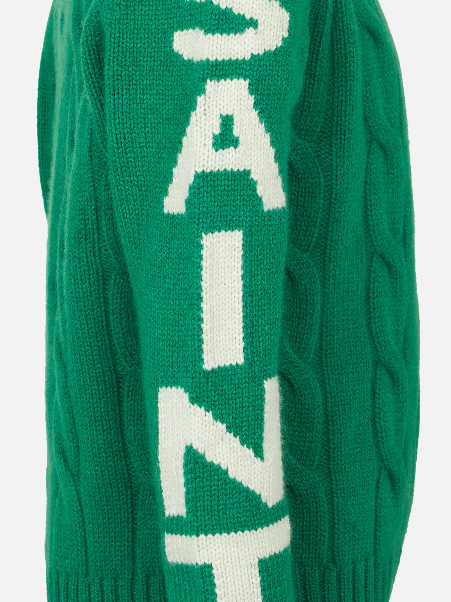 Boy green cable knit sweater Bergen Jr with Saint Barth jacquard - MC2 Saint Barth