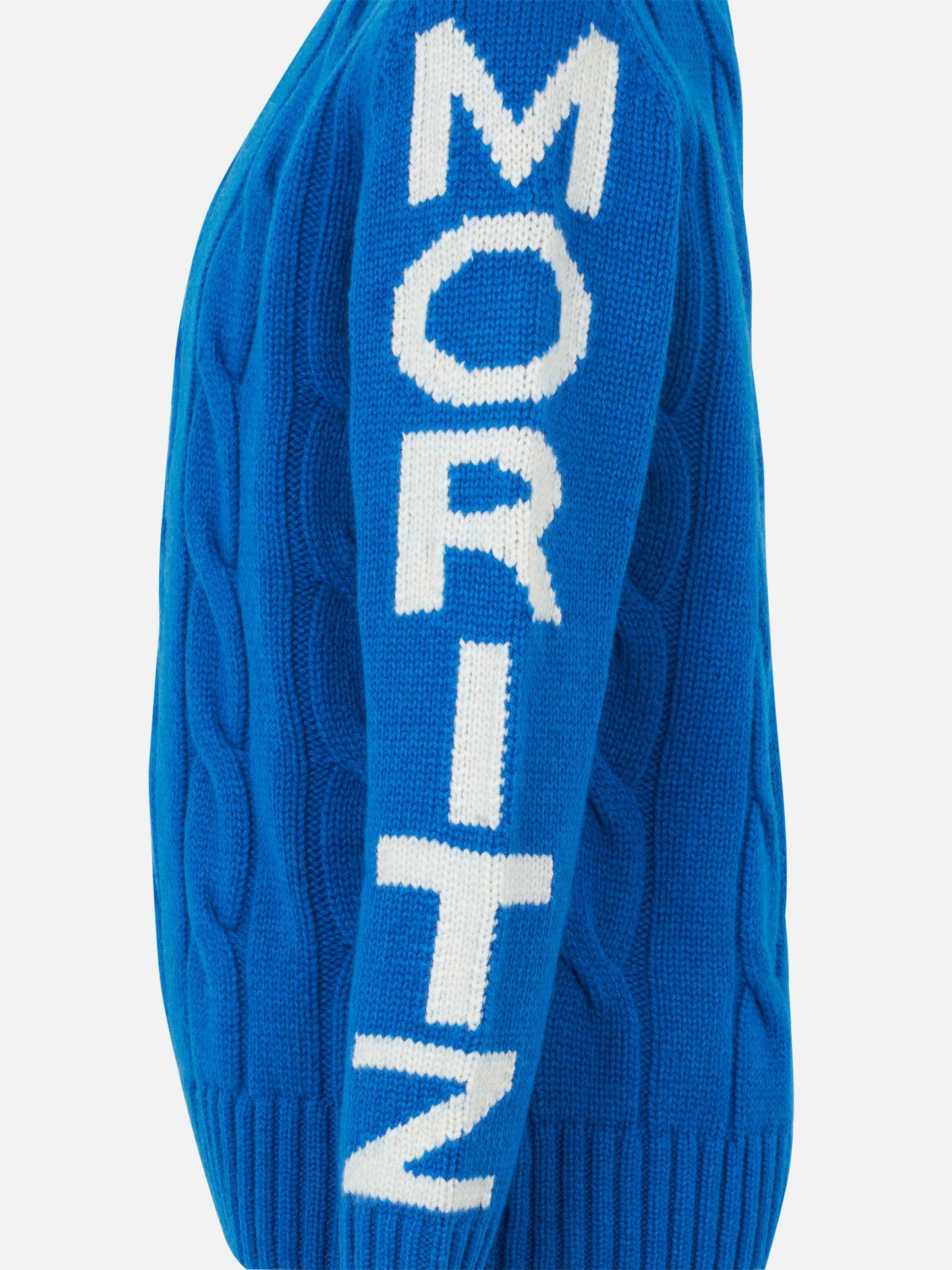 Boy bluette cable knit sweater Bergen Jr. with Saint Moritz jacquard - MC2 Saint Barth