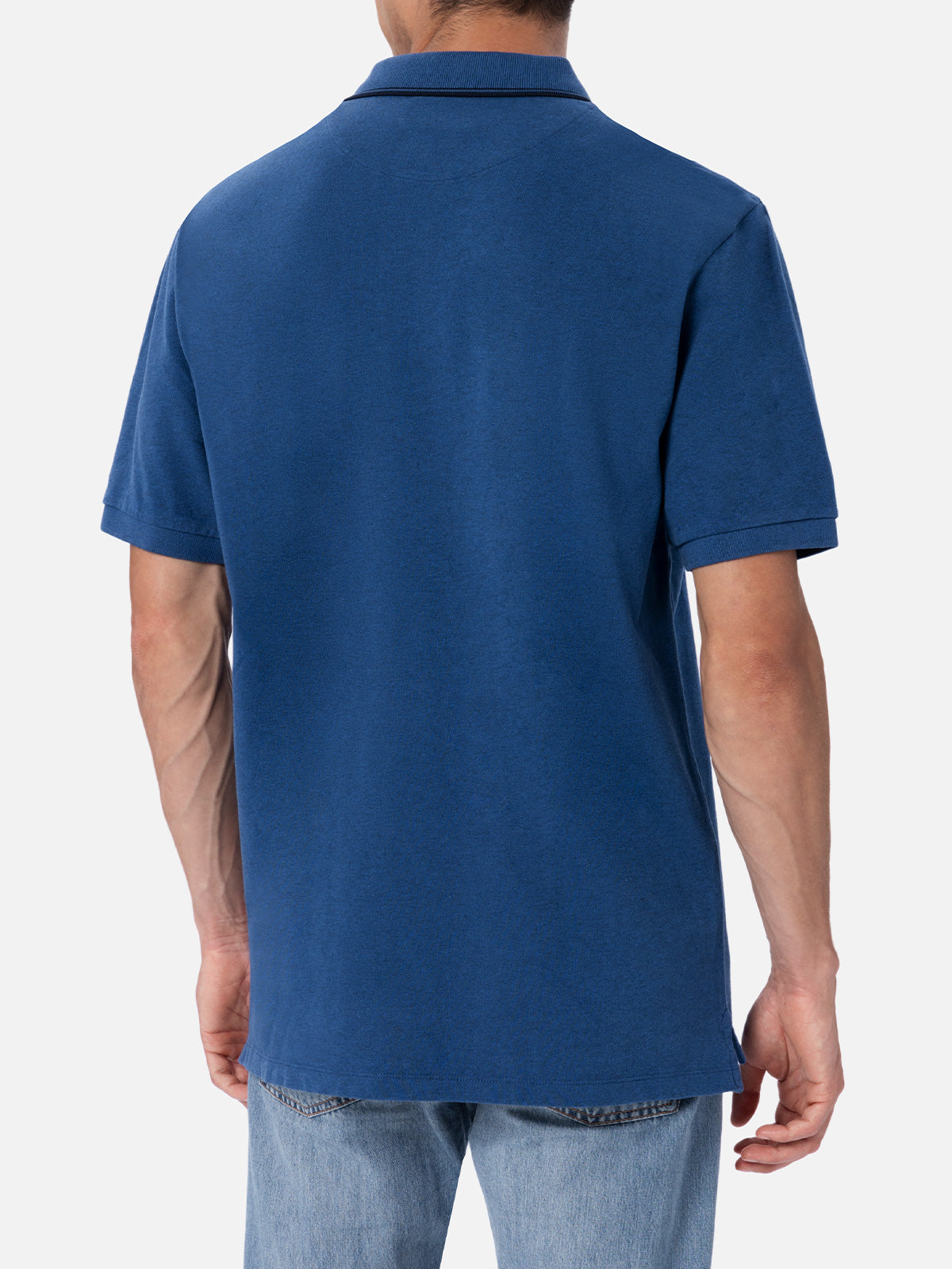 Man denim blue cotton piquet polo shirt Beverly Hills - MC2 Saint Barth