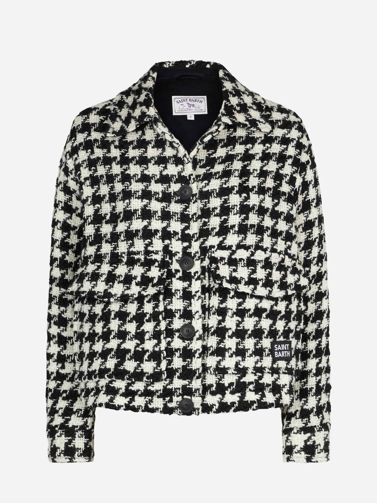 Woman cropped overshirt with pied de poul print - MC2 Saint Barth