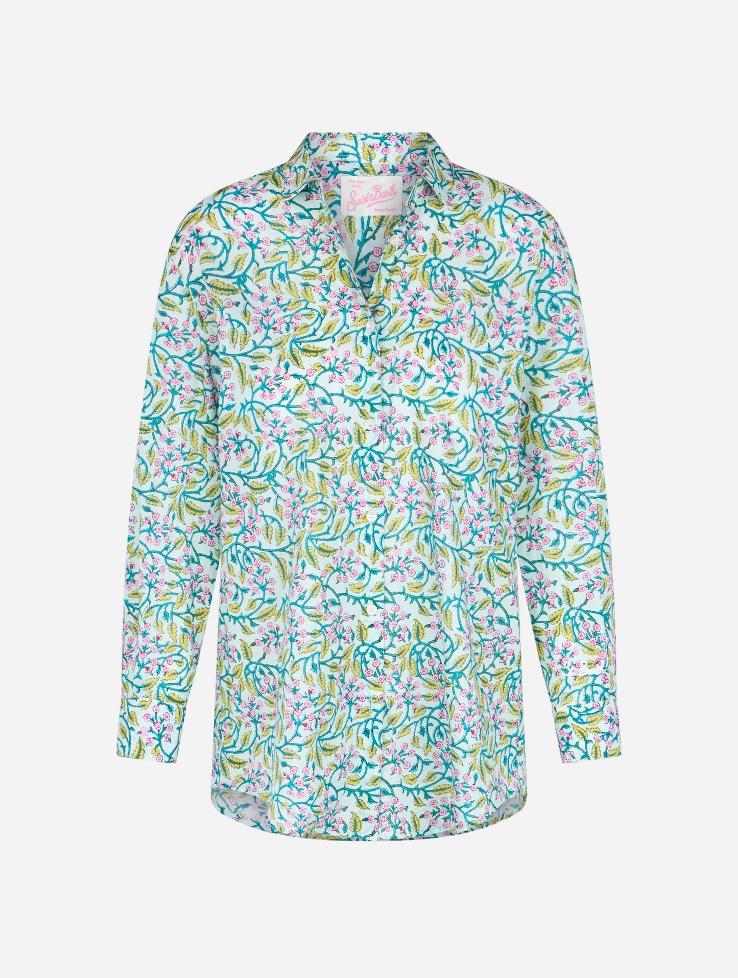 Woman cotton shirt Brigitte with flower print - MC2 Saint Barth