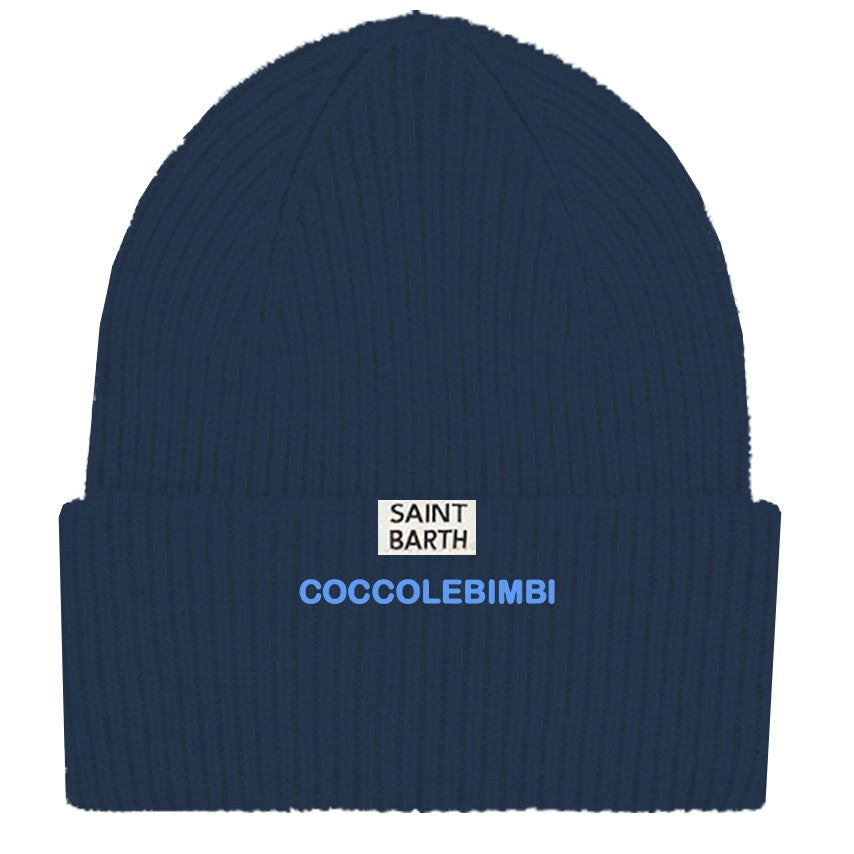 Blue ribbed beanie with ducky patch | COCCOLEBIMBI SPECIAL EDITION - MC2 Saint Barth