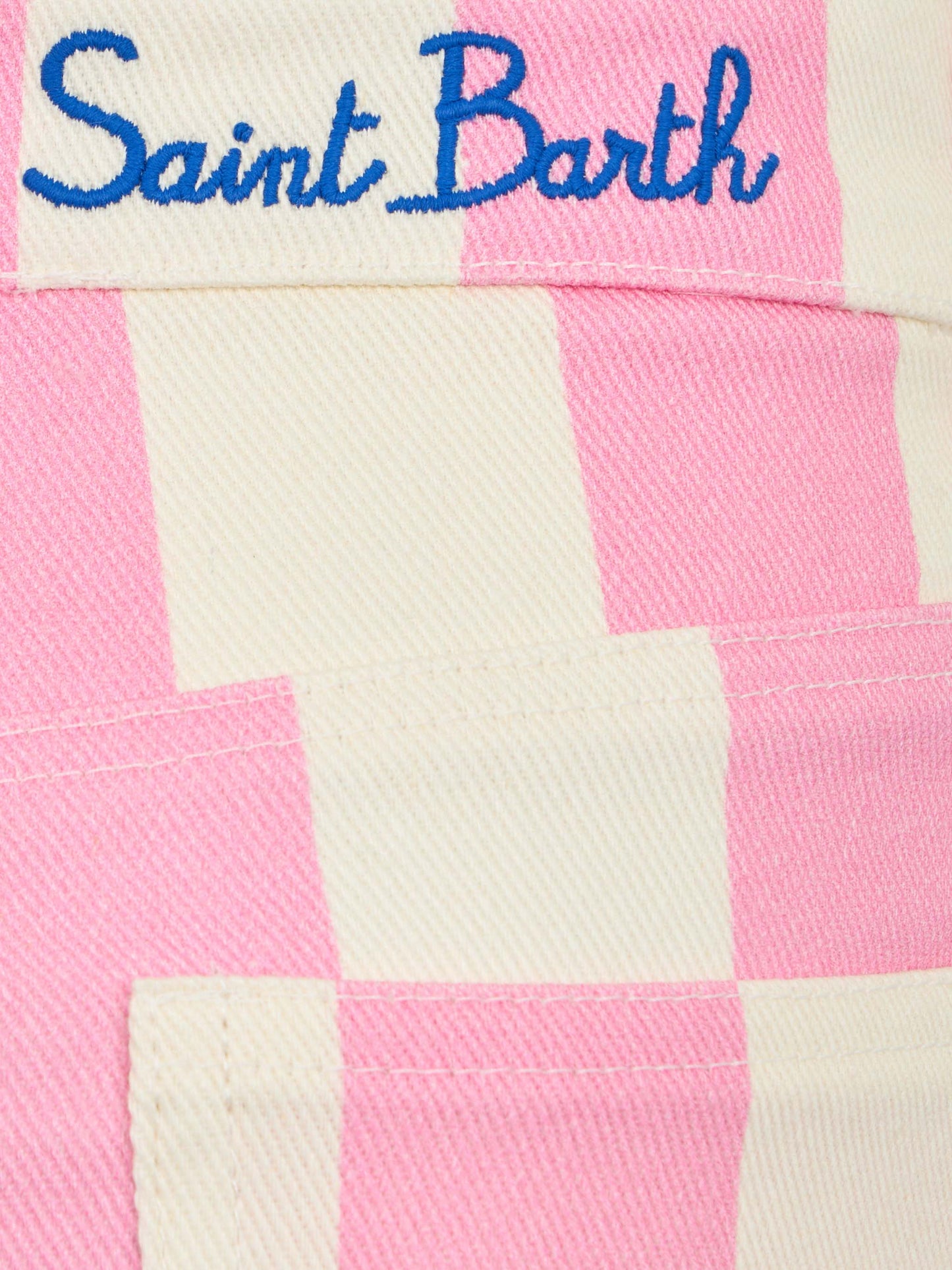 Girl pink striped print denim bermuda Cancun - MC2 Saint Barth
