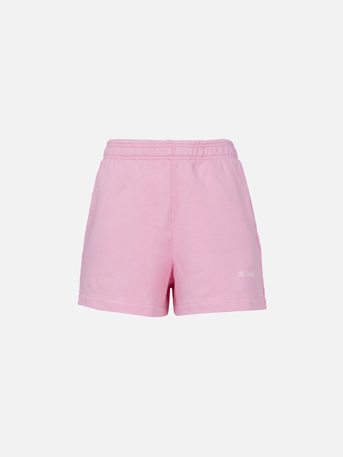 Shorts Cate rosa in cotone con ricamo logo