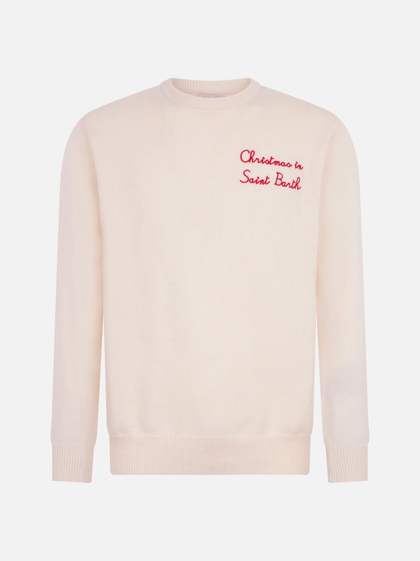 Crewneck sweater Heron with Christmas in Saint Barth embroidery