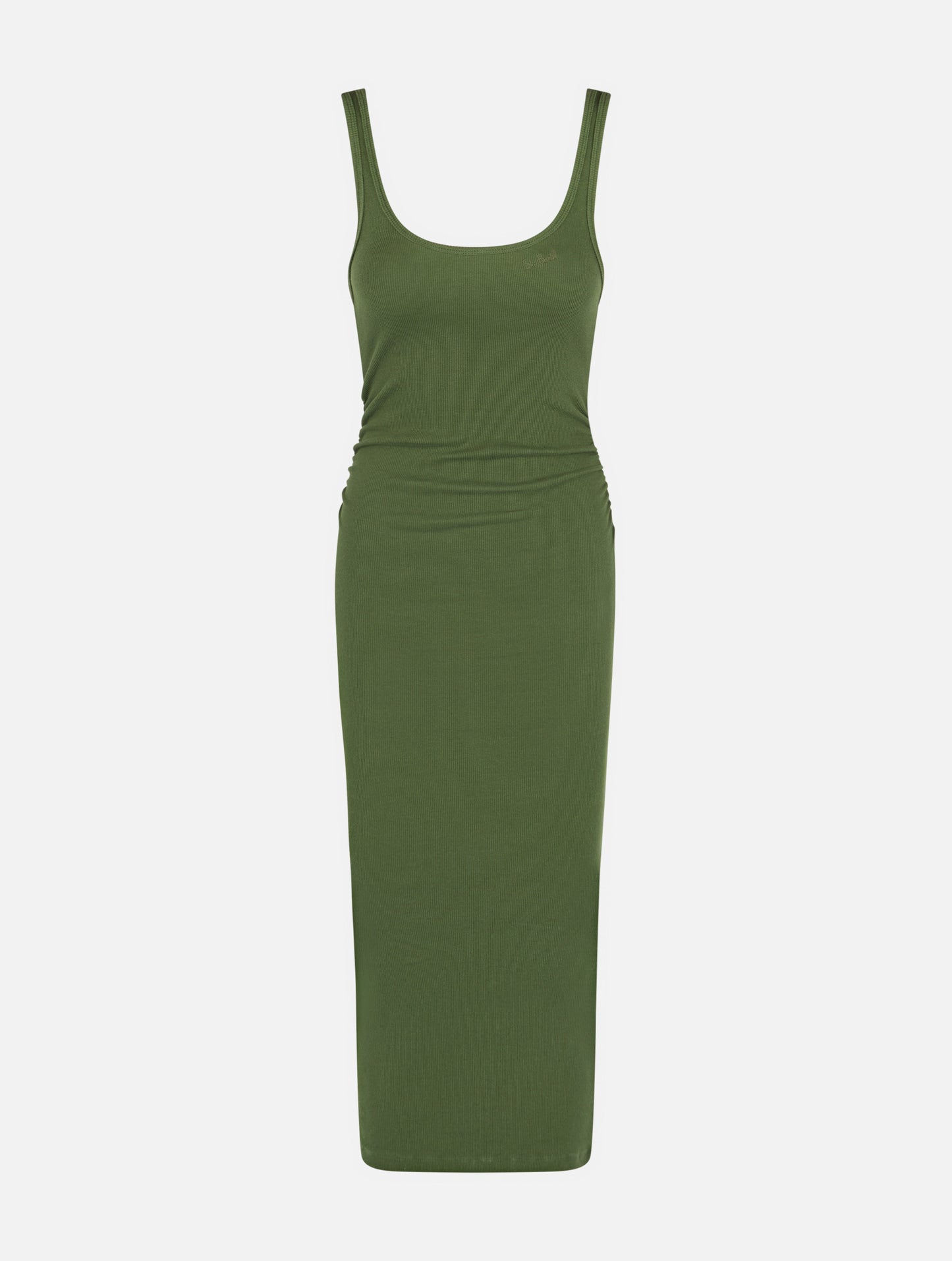 Jennifer ribbed military green cotton jersey tank dress - MC2 Saint Barth