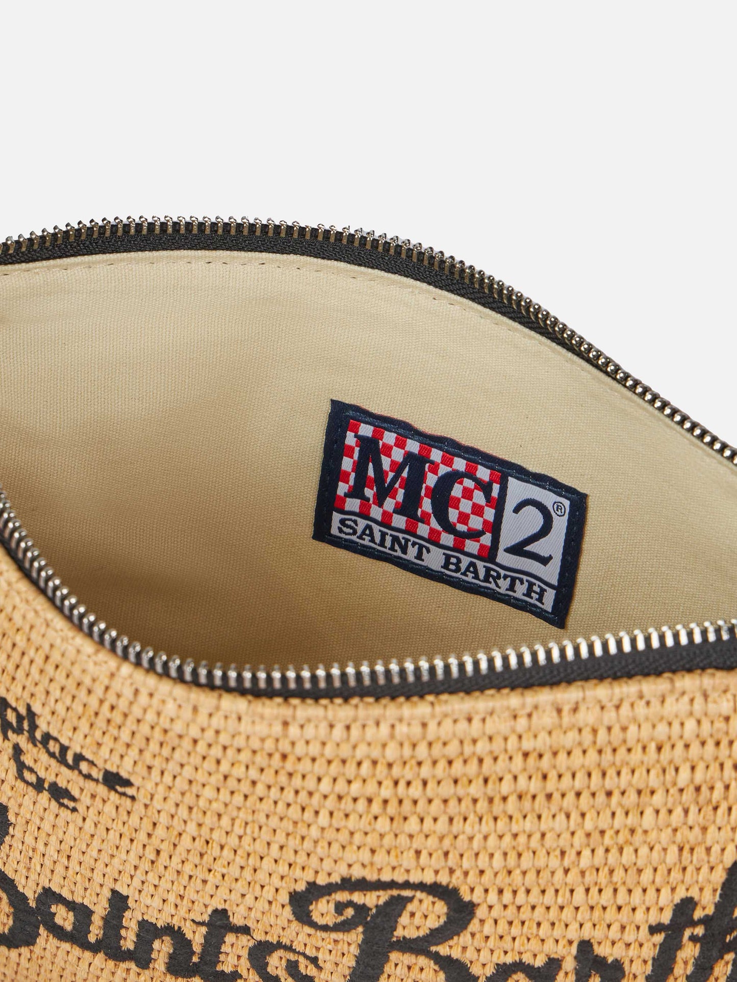 Parisienne Straw effect pouch bag with black details - MC2 Saint Barth