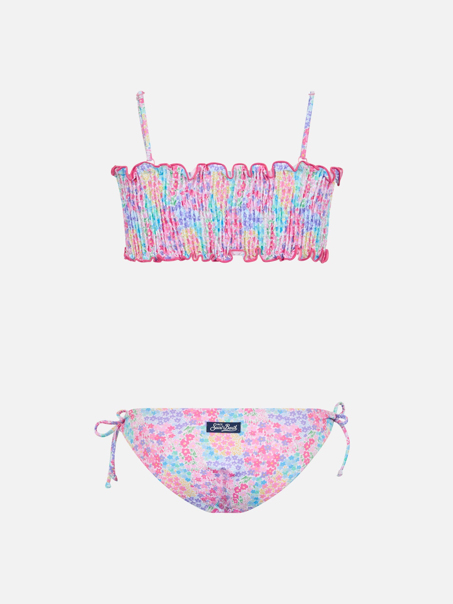 Girl smocked point embroidery bikini Tilly with flower print - MC2 Saint Barth