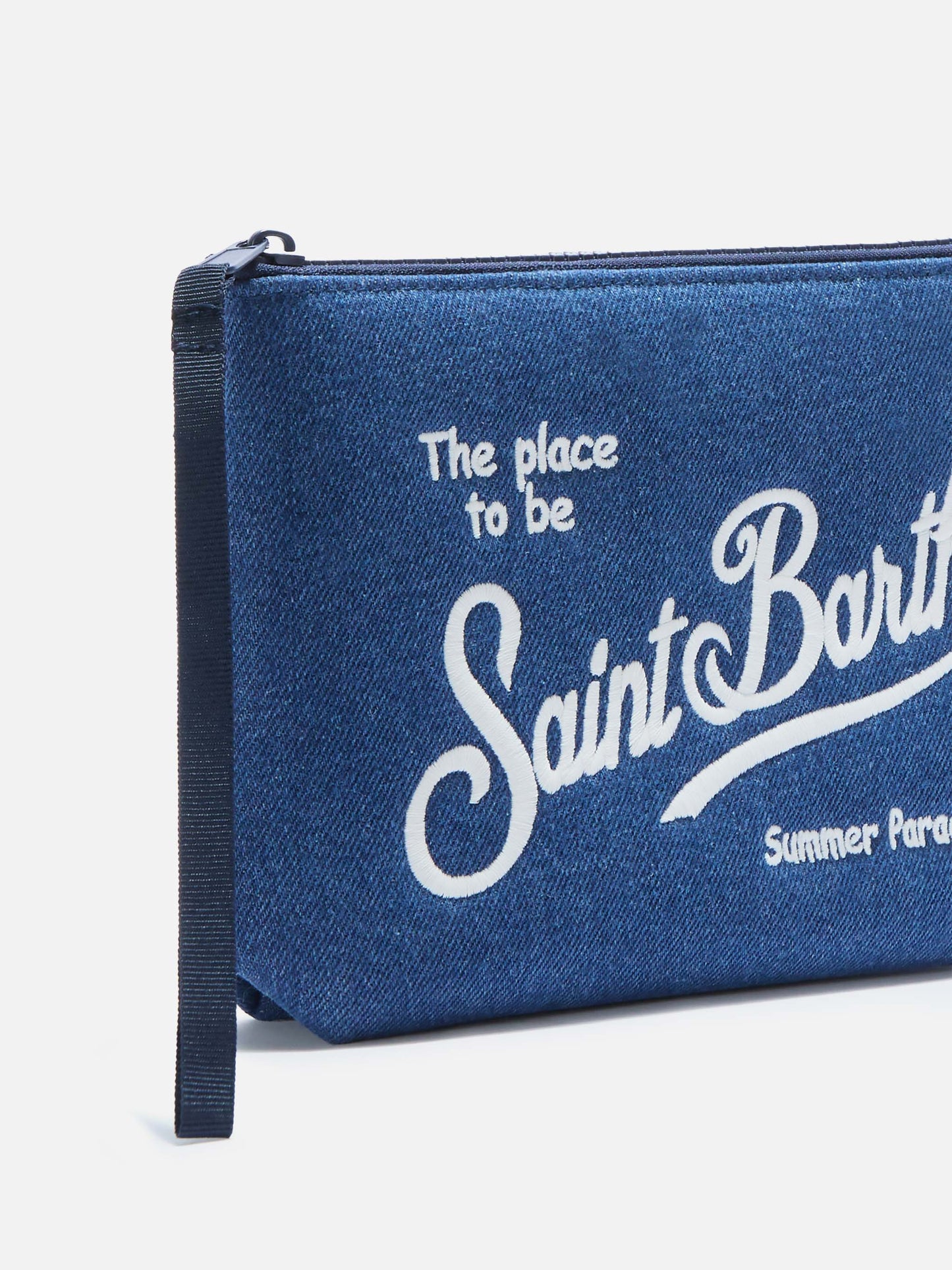 Pochette Aline in effetto denim blu scuro