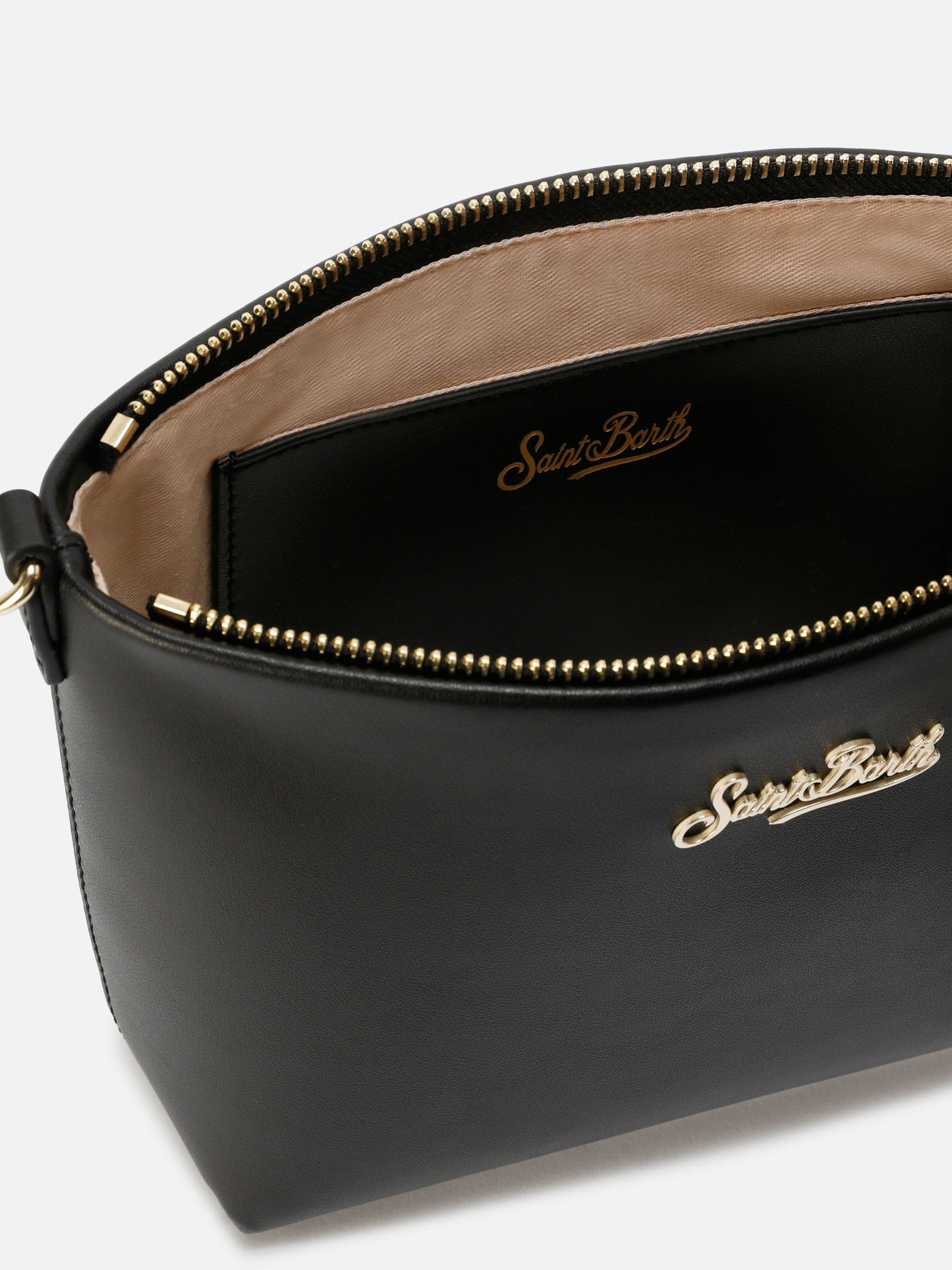 Borsa Aline in pelle liscia nera con placchetta logo