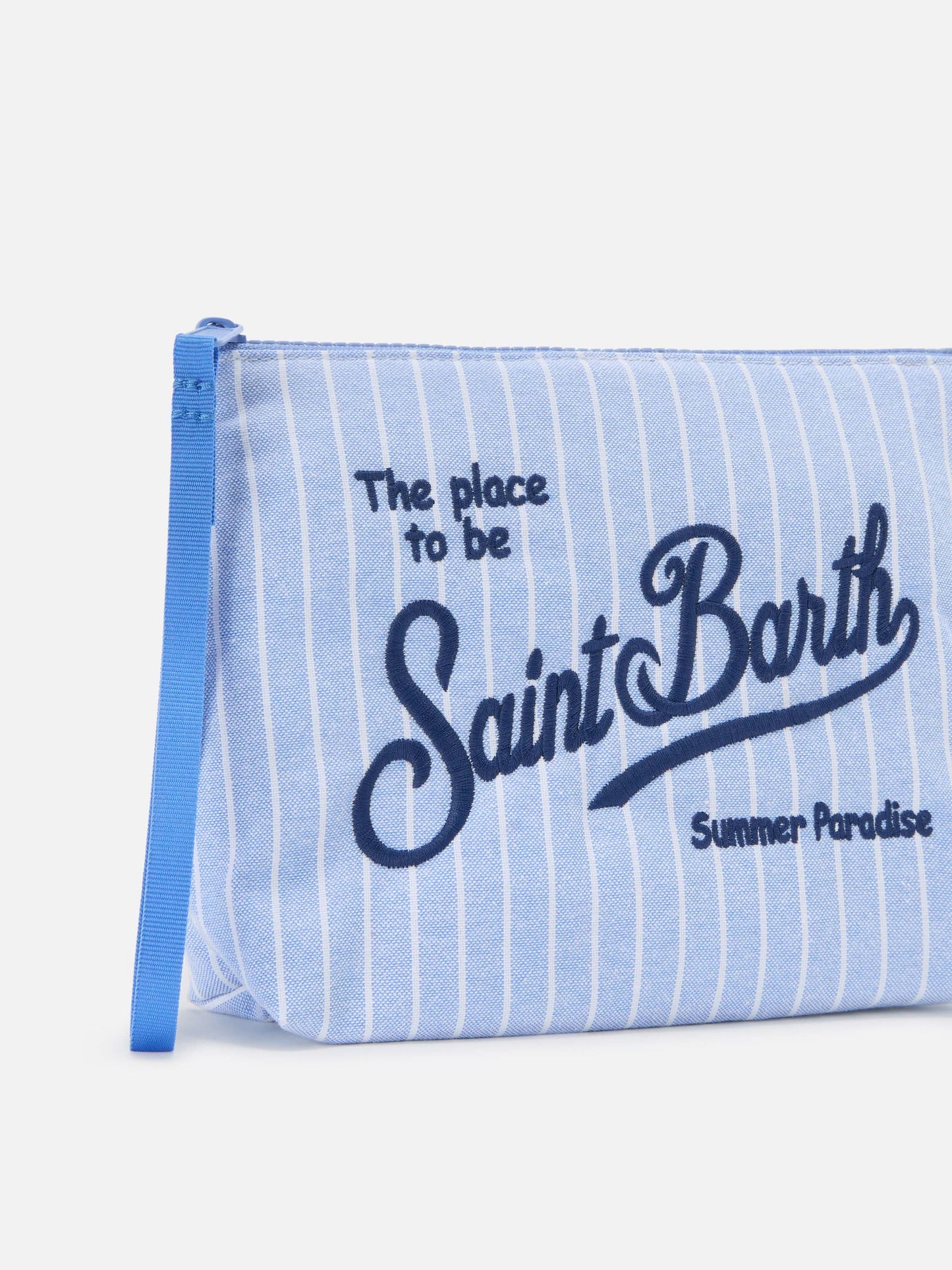 Pochette Aline in cotone blu a righe