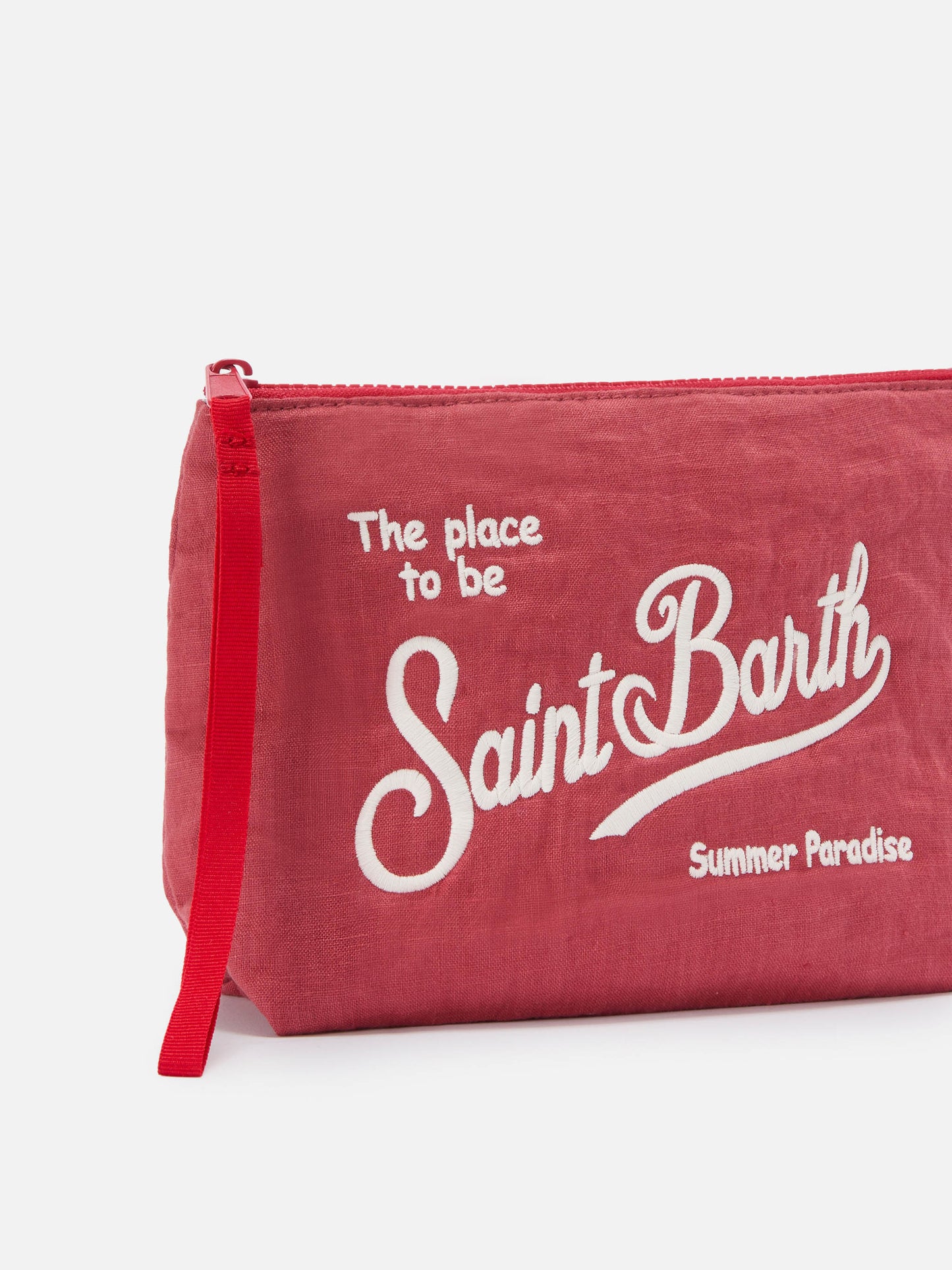 Pochette Aline in lino rosso mattone tinta unita