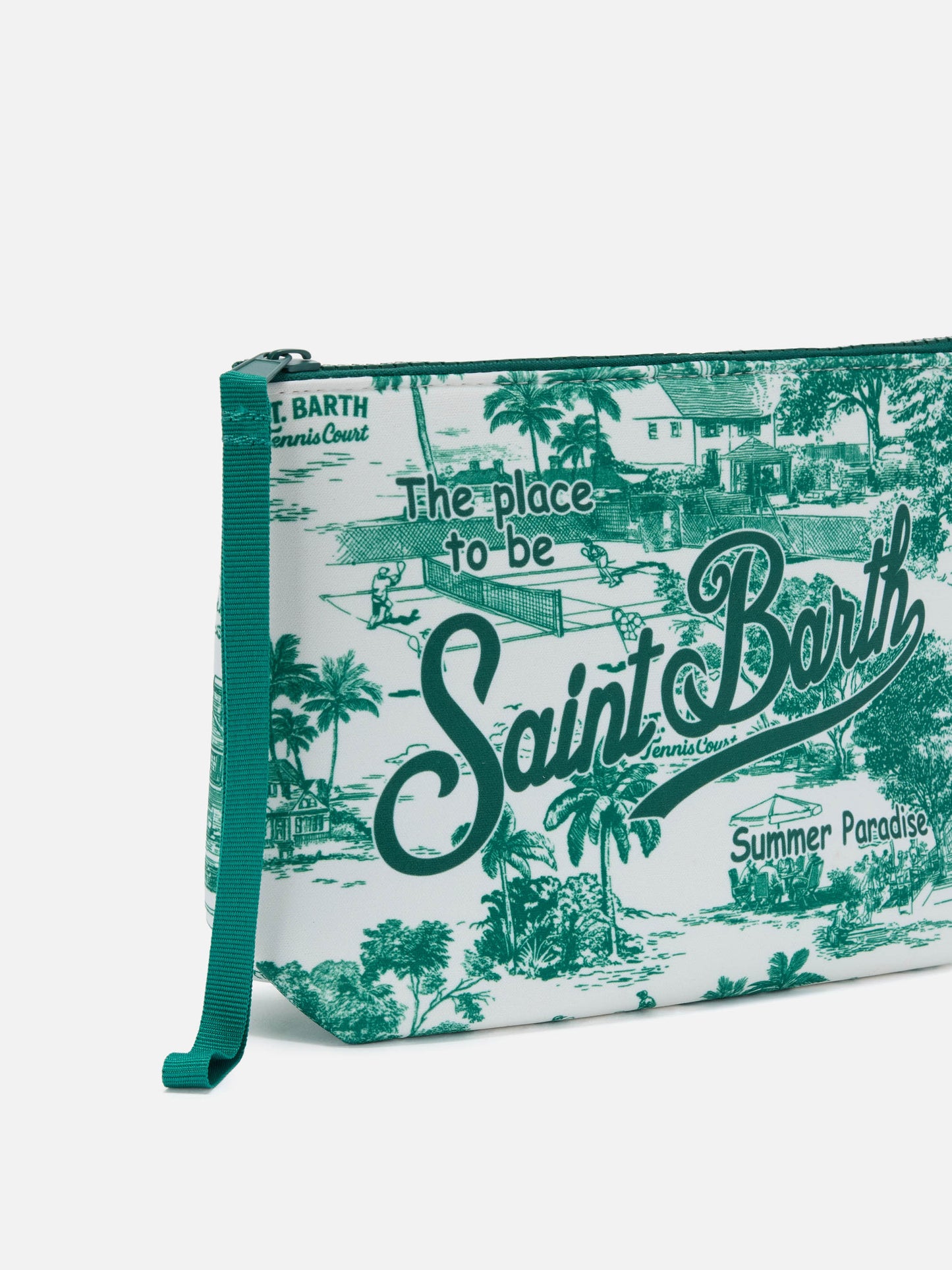 Pochette Aline in scuba con stampa Toile de Jouy Tennis