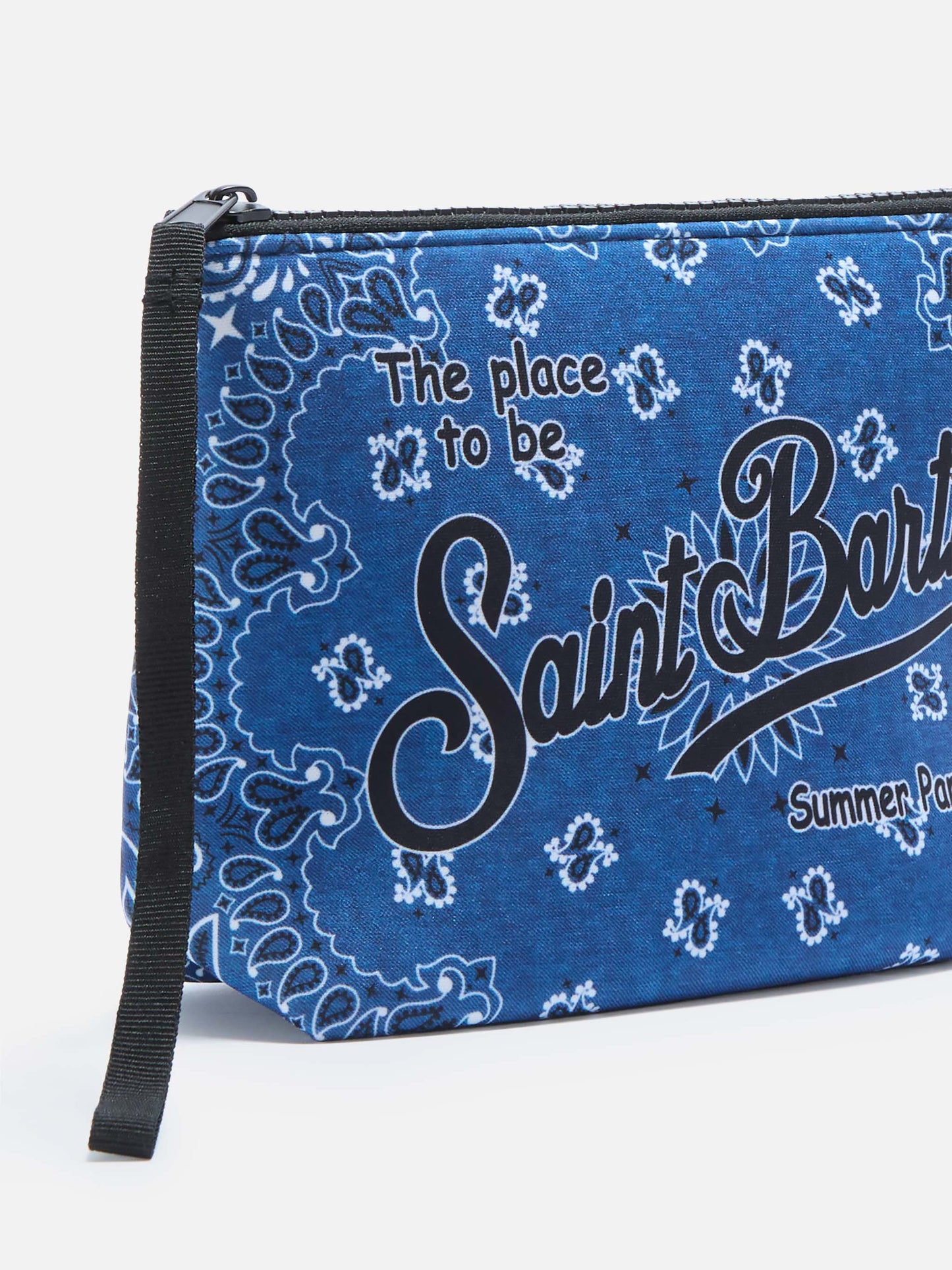 Aline scuba pouch with blue bandana print