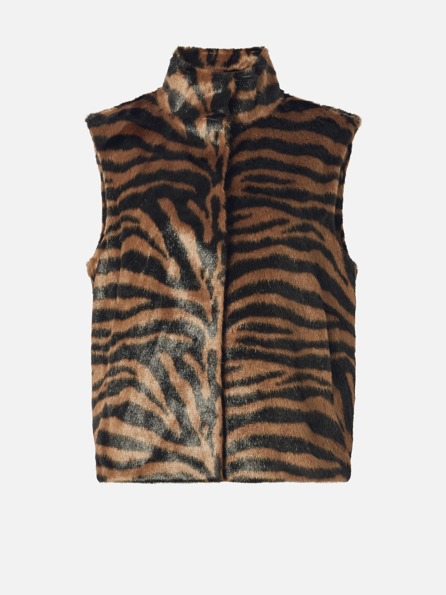 Ambre faux-fur gilet with zebra print
