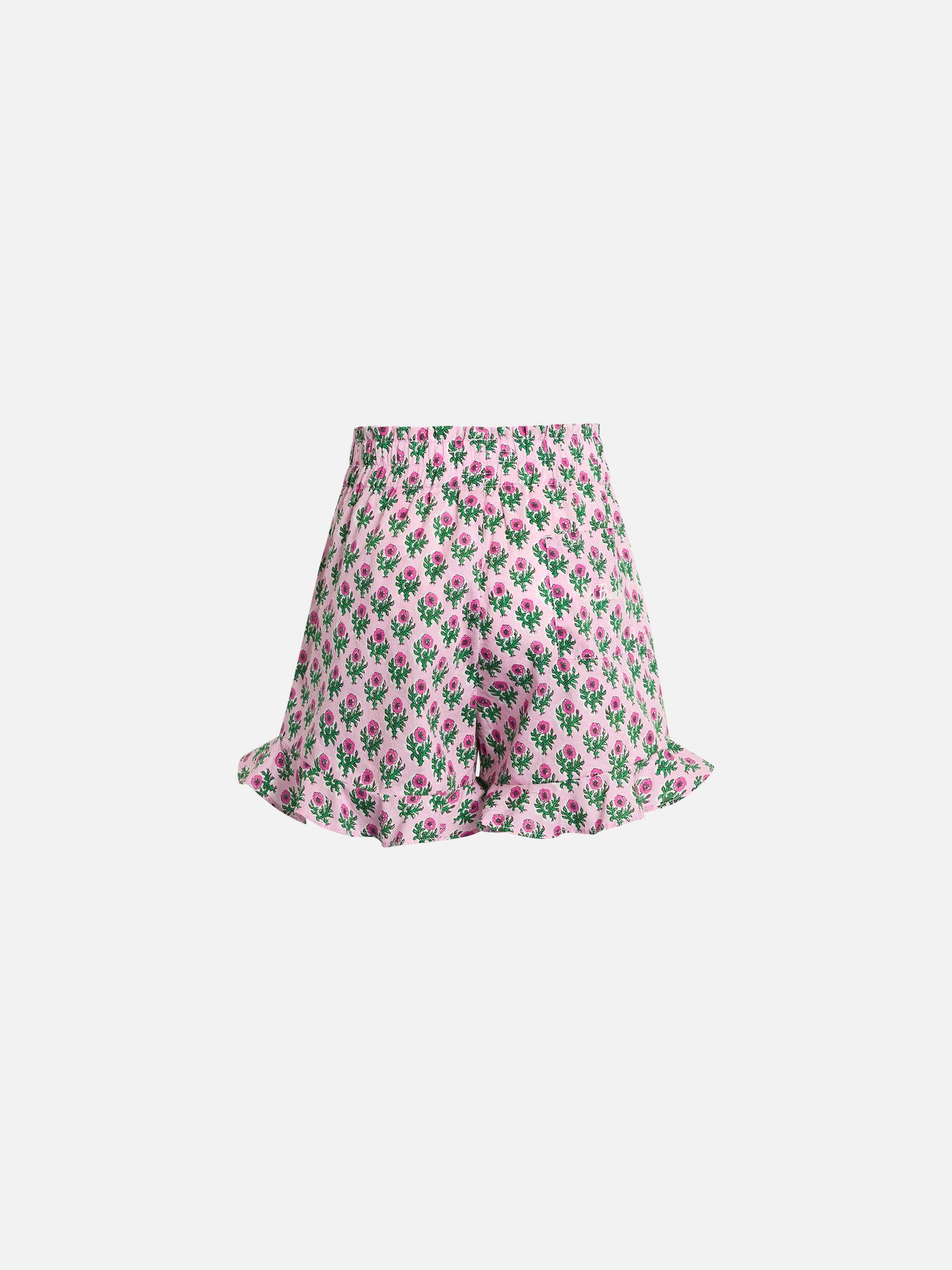 Girl cotton ruffled shorts Ander P with flower print - MC2 Saint Barth