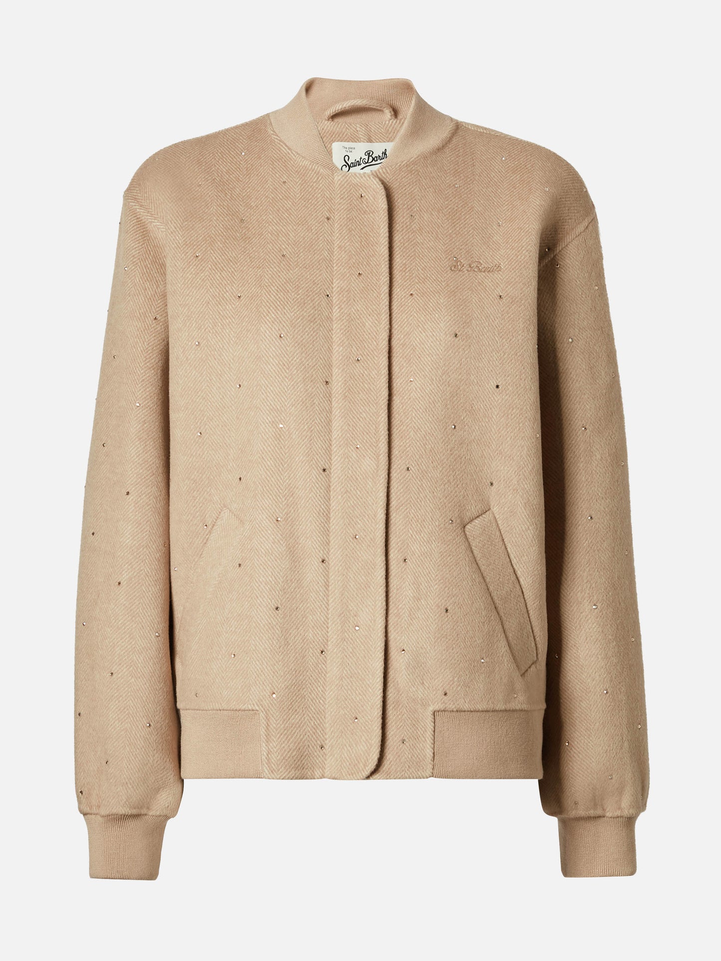 Adrien doppelseitige Fischgrät-Bomberjacke mit Strasssteinen