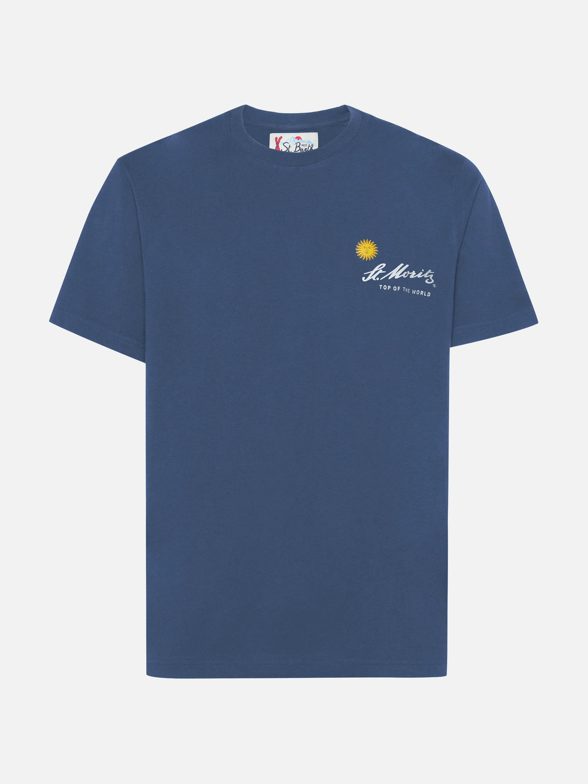 Navy blue Arnott T-shirt with St. Moritz sun print | Special edition