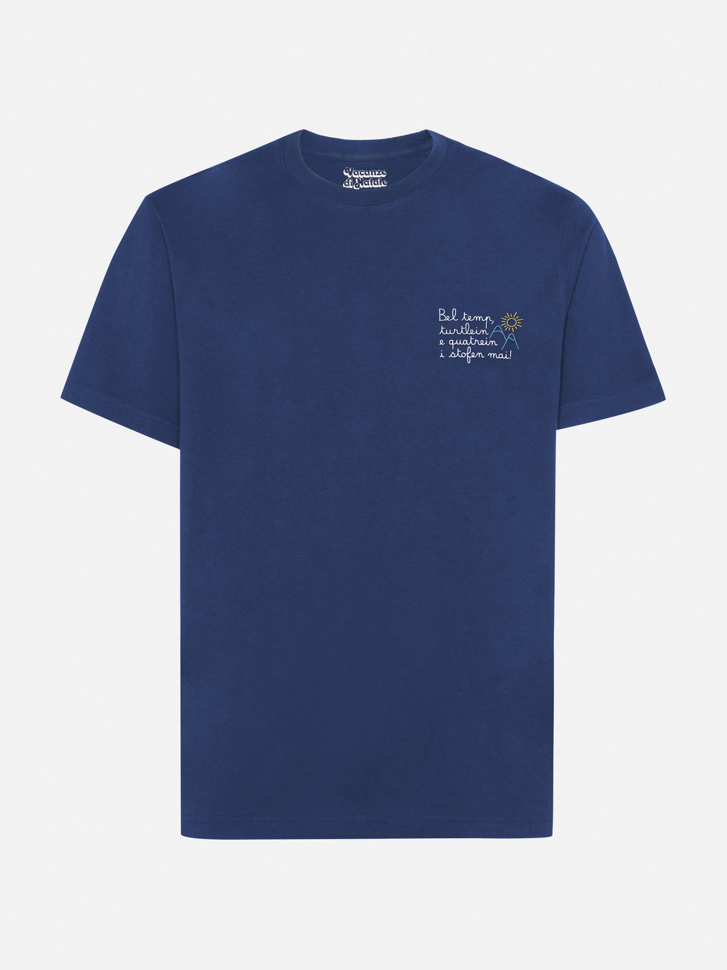 Arnott Warm winter cotton T-shirt in blue with Bel temp… embroidery | VACANZE DI NATALE SPECIAL EDITION