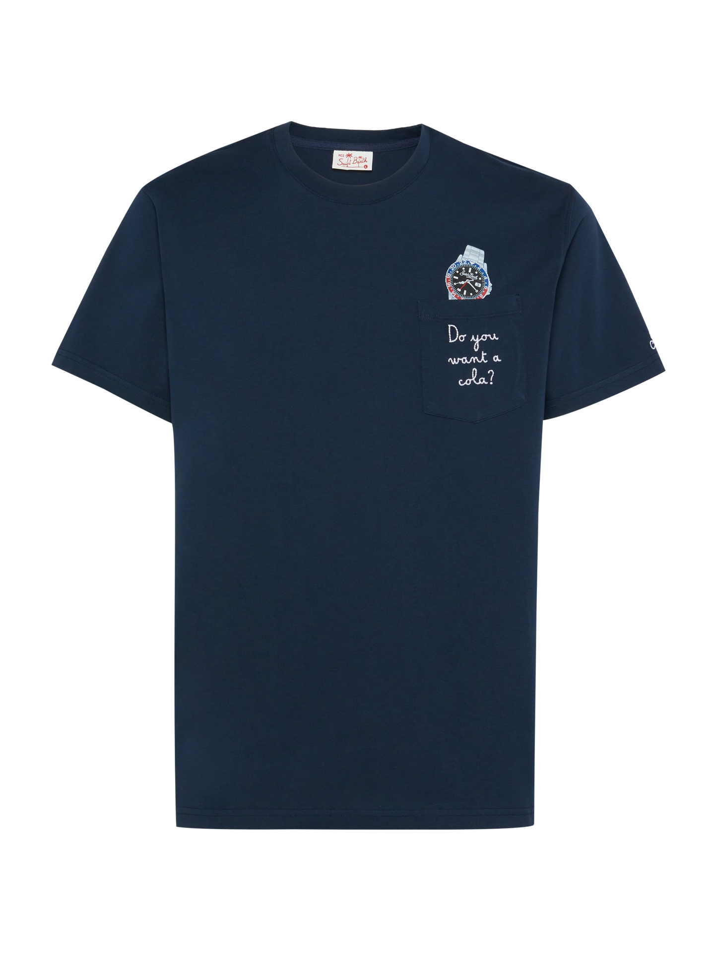 Cotton t-shirt Austin with embroidery and watch print - MC2 Saint Barth
