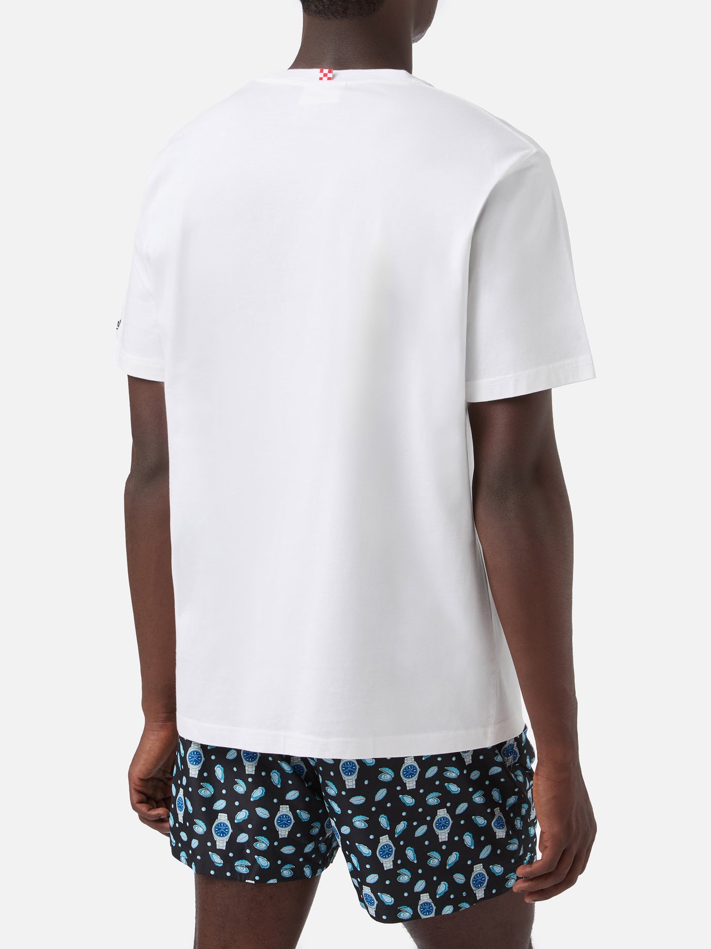 T-shirt Austin bianca con orologio e ricamo St. Bart