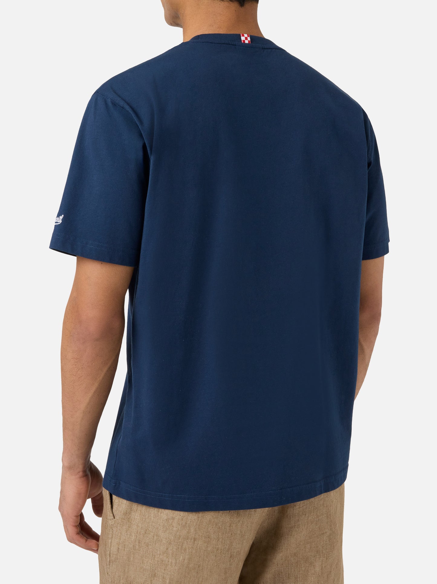 T-shirt Austin blu con ricamo I Found My Gin In Portofino | Special Edition