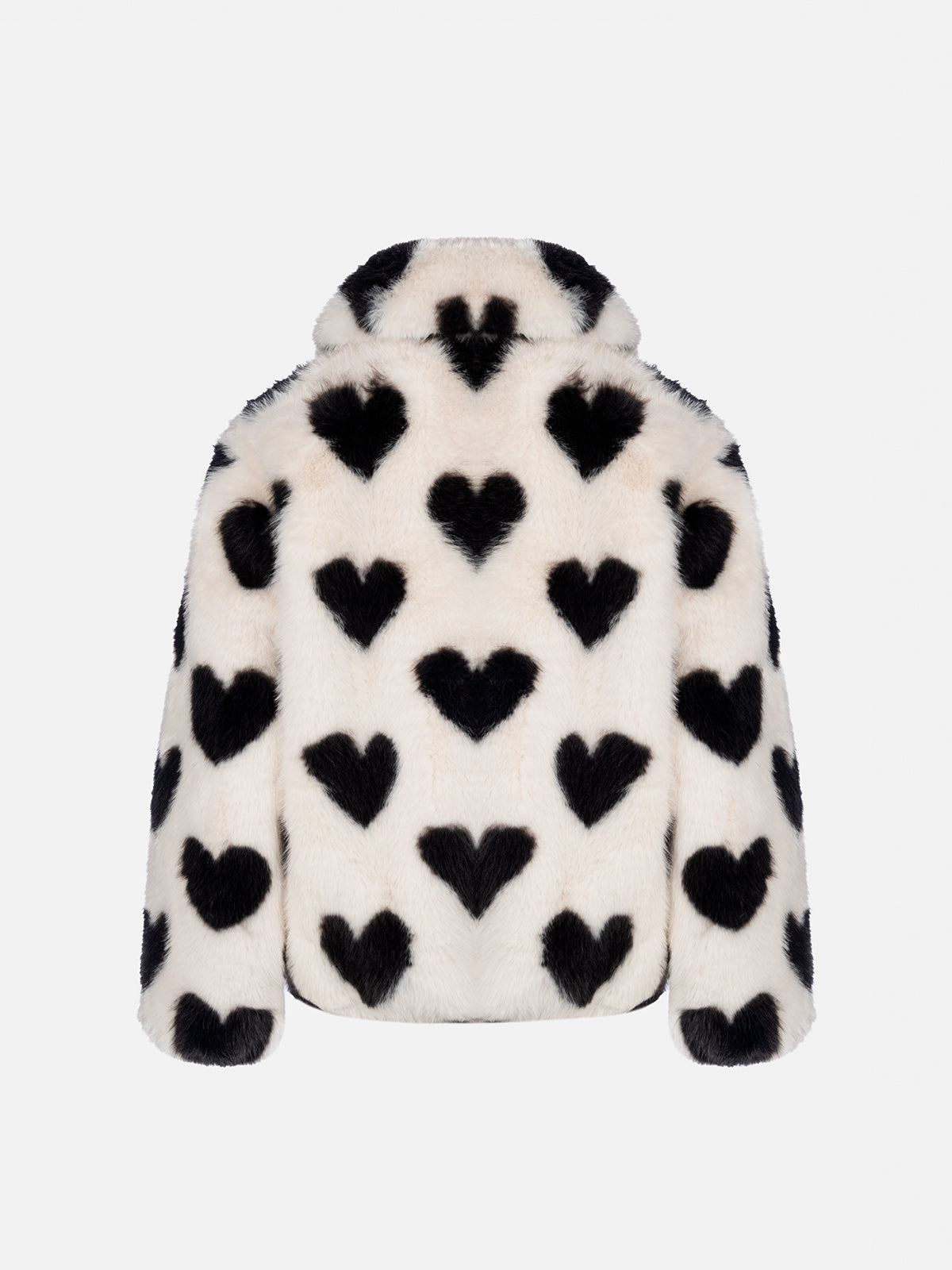 Girl faux fur jacket Aveline with heart print - MC2 Saint Barth