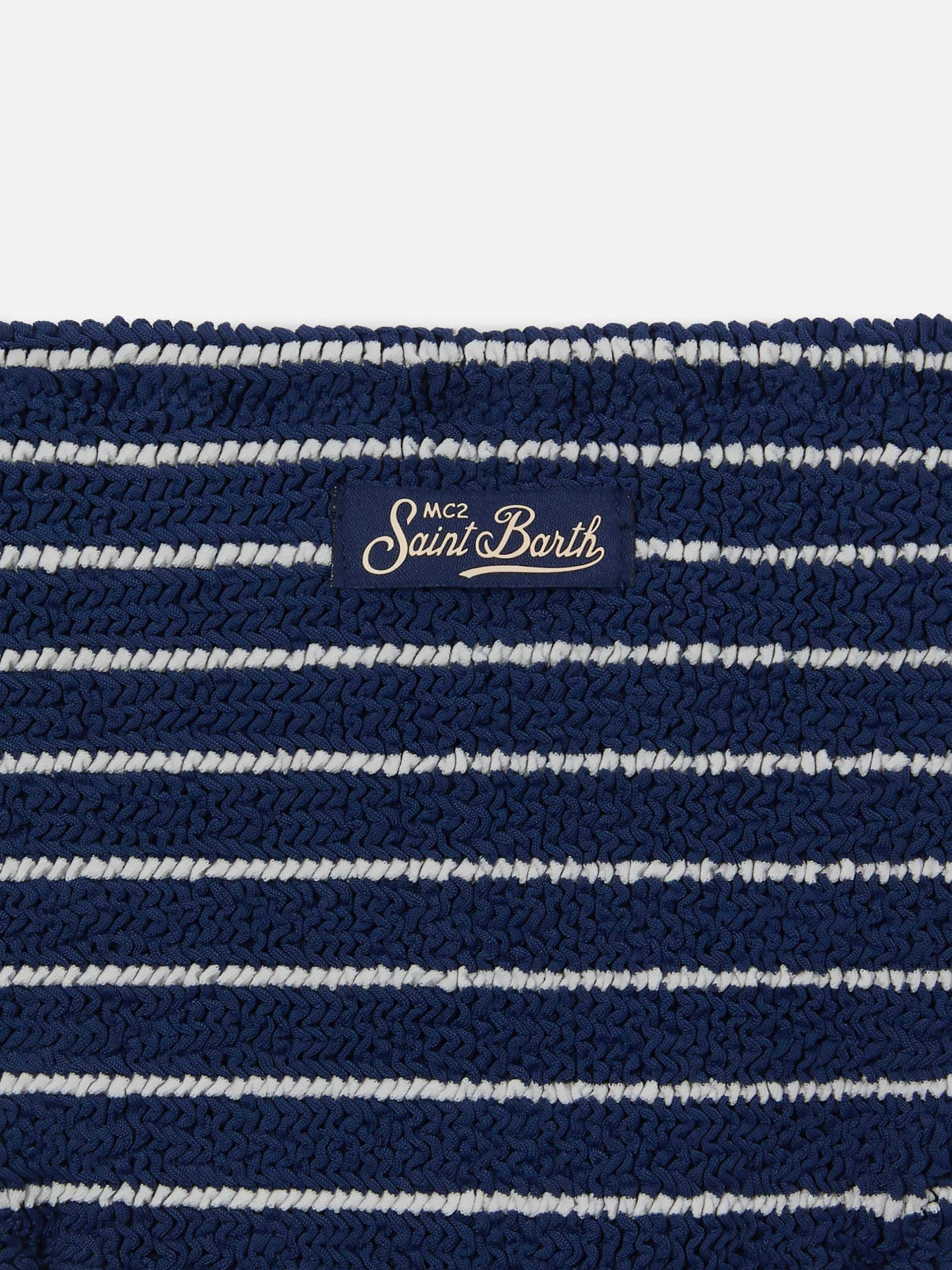 Bikini Baker in tessuto crinkle a righe navy