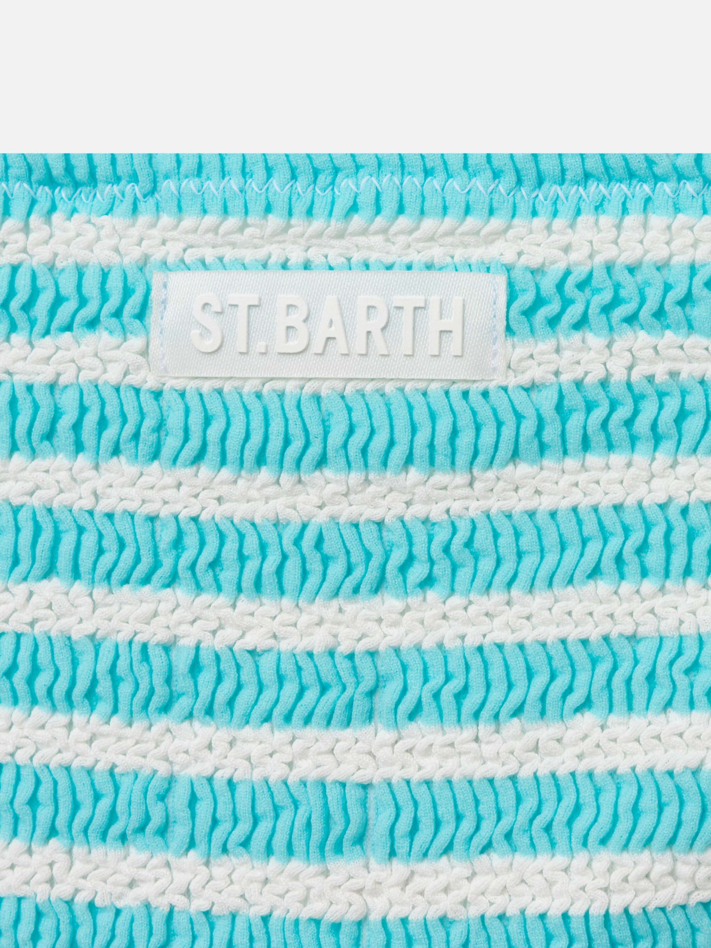 Water green striped crinkle classic bralette bikini Baker - MC2 Saint Barth