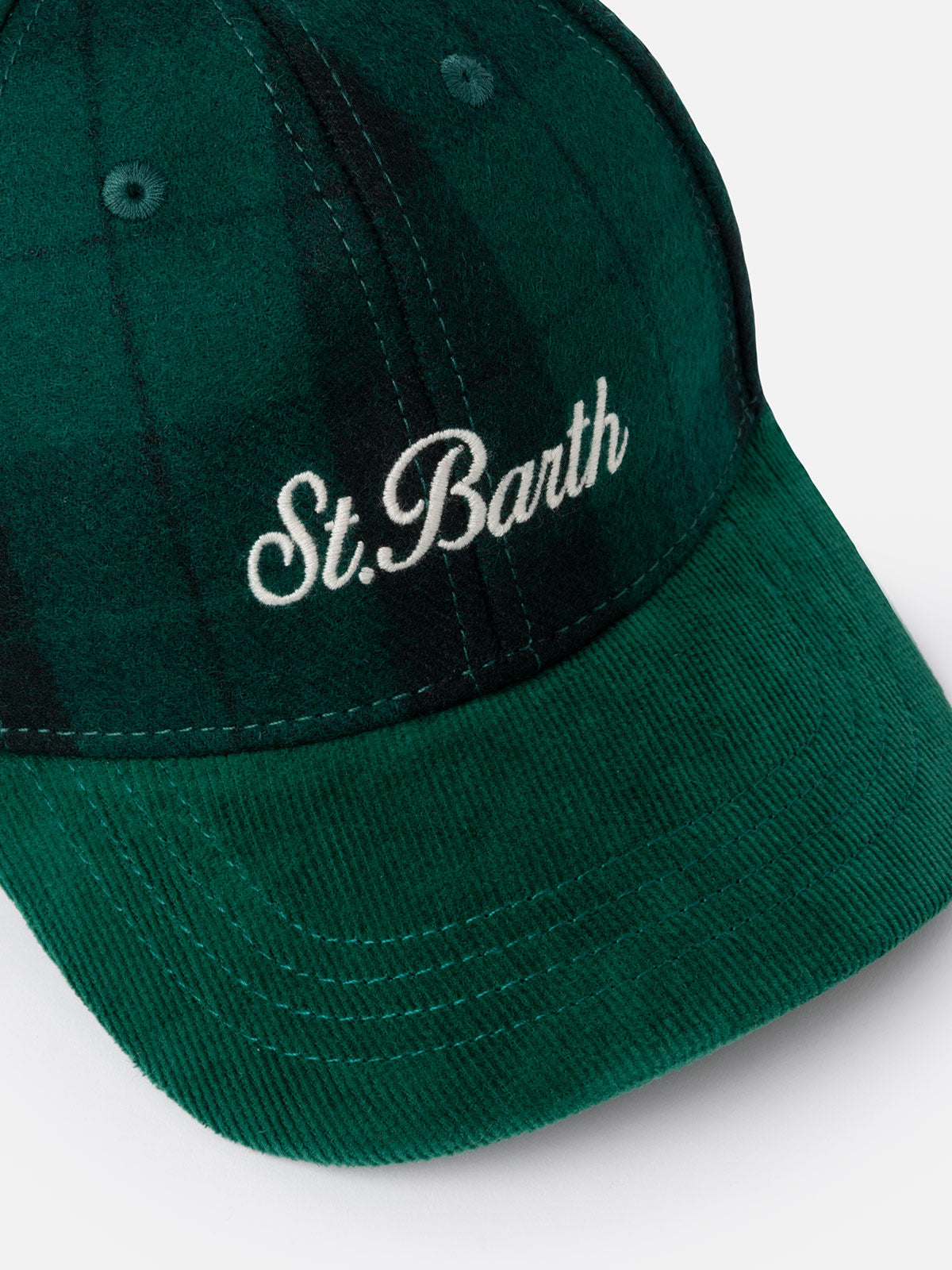 Wool tartan ball cap Baseball with corduroy visor and embroidered logo - MC2 Saint Barth