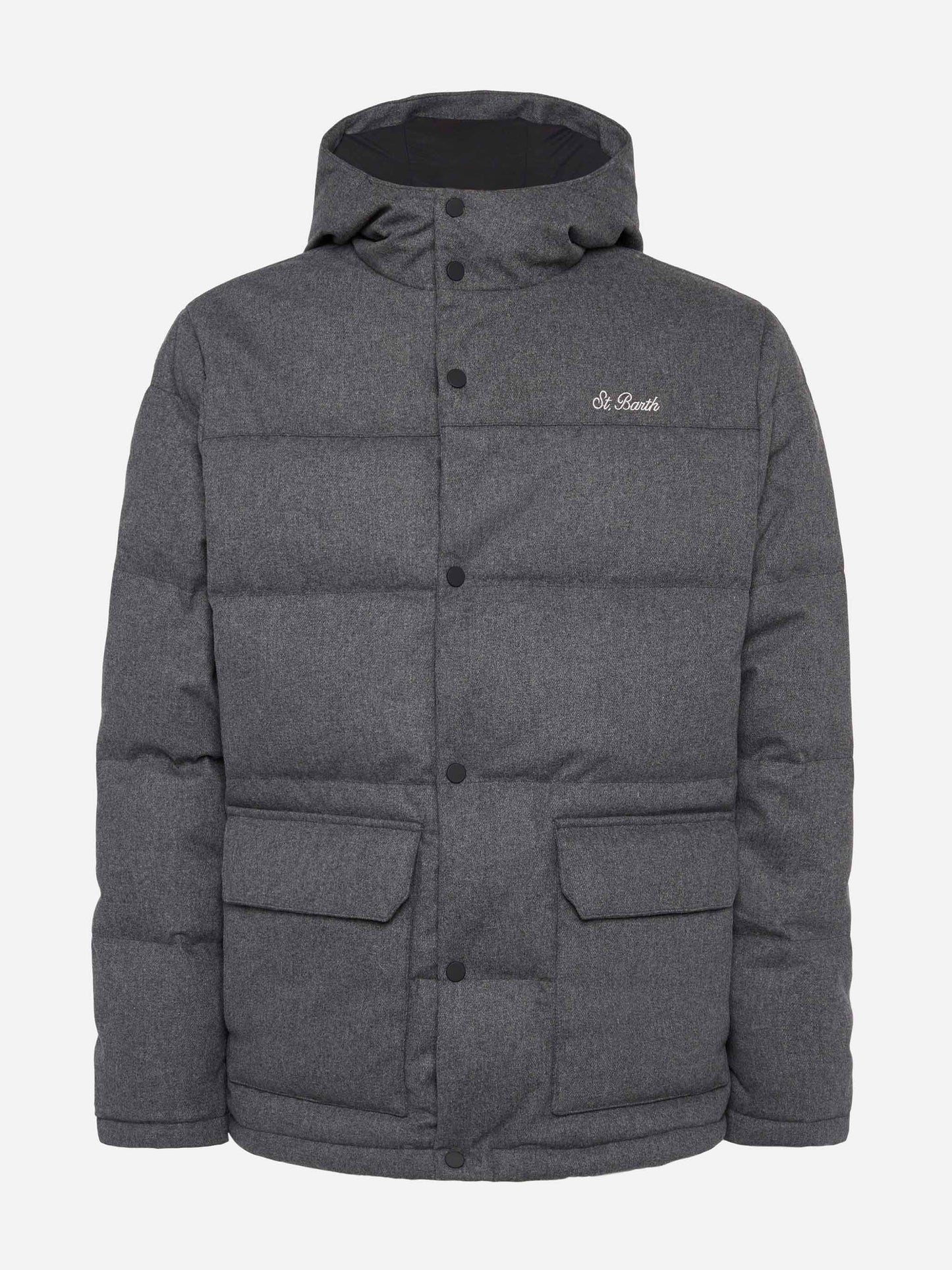 Grey wooly hooded down jacket Baxter - MC2 Saint Barth