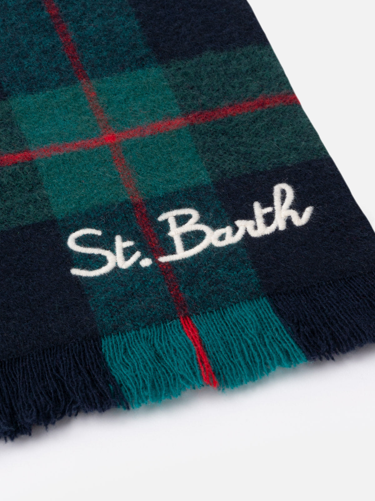 Blanket scarf with tartan pattern and St. Barth embroidery - MC2 Saint Barth