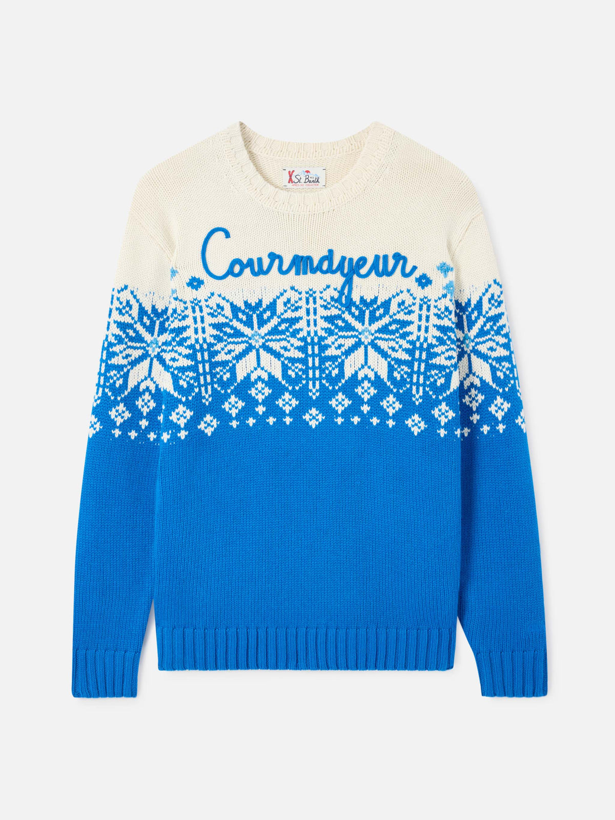 Maglia Bombardino bianca con ricamo Courmayeur