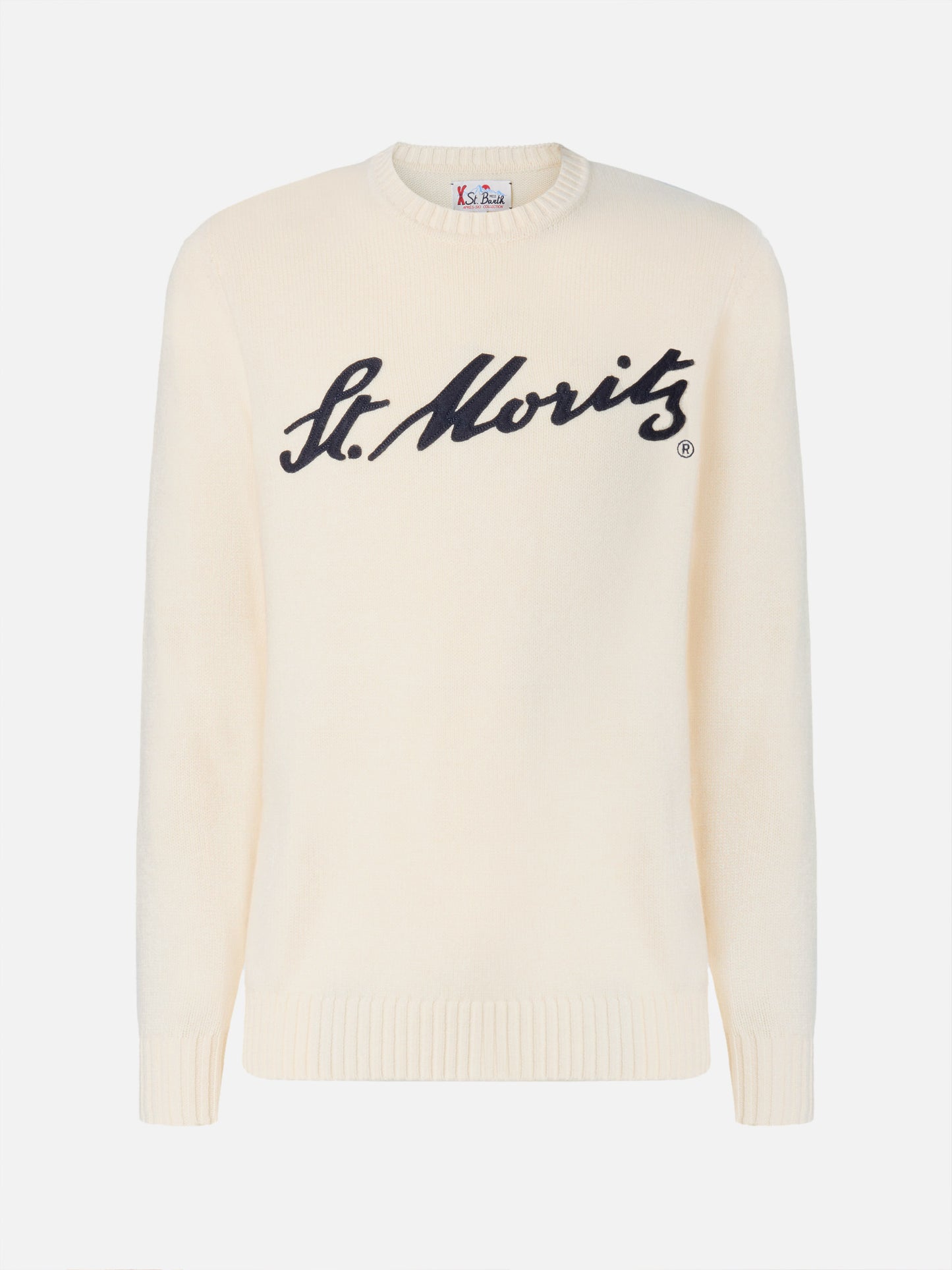 Maglione Bombardino Light bianco con jacquard St. Moritz | ST. MORITZ TOP OF THE WORLD SPECIAL EDITION