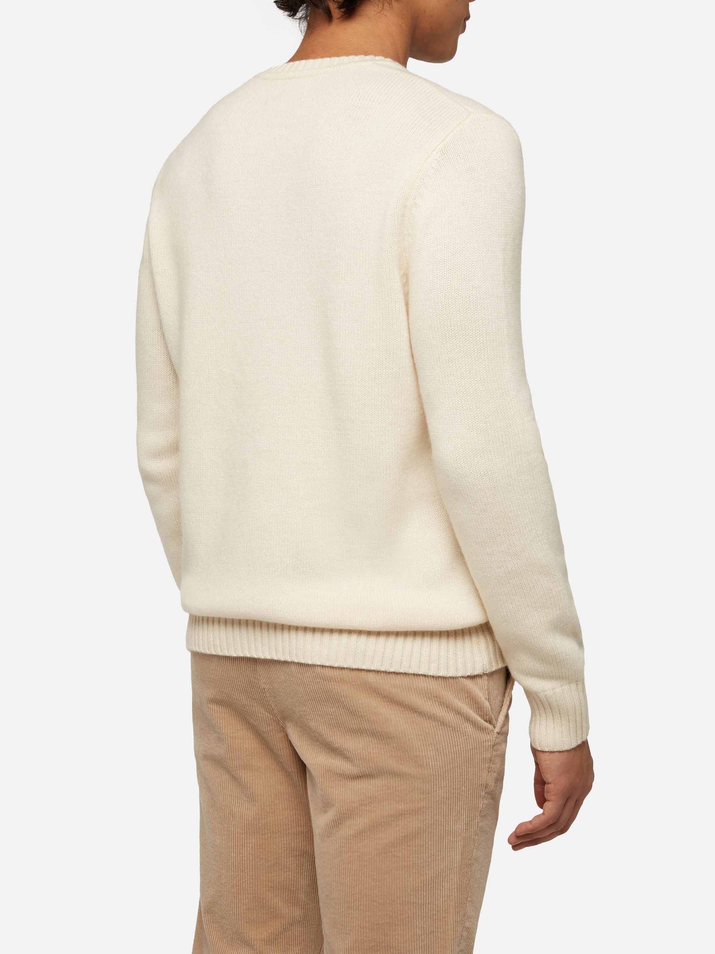 White sweater Bombardino Light with Engadina skiers jacquard - MC2 Saint Barth