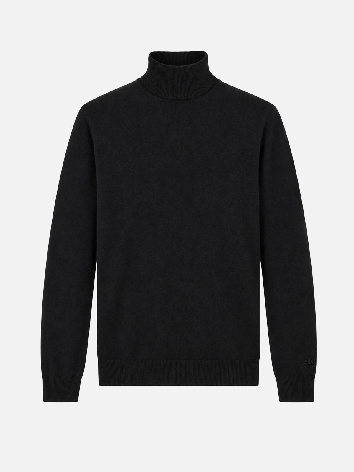 Jersey de cuello alto Bond en mezcla de cachemira negra