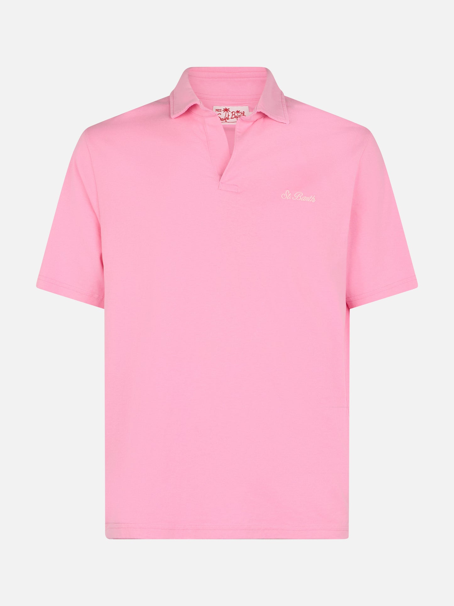Man pink cotton jersey polo shirt Brighton - MC2 Saint Barth