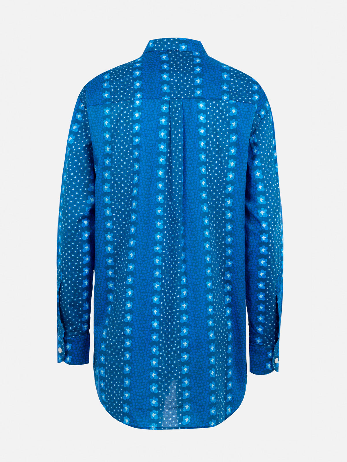 Woman cotton shirt Brigitte with indigo flower print - MC2 Saint Barth