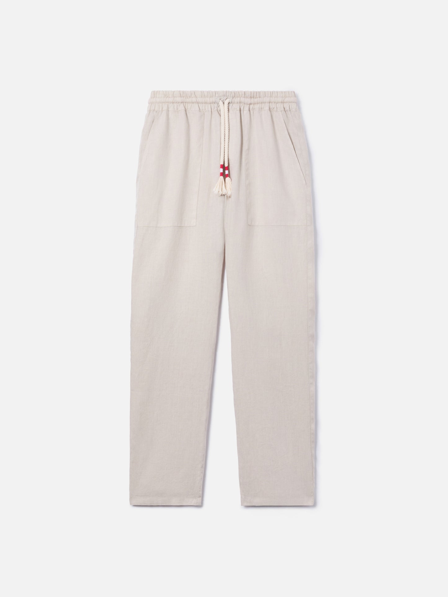 Pantaloni da uomo Calais in lino bianco sporco con coulisse