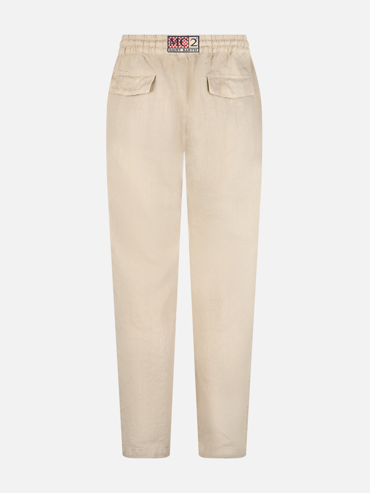 Man off-white linen Calais pants with drawstring - MC2 Saint Barth