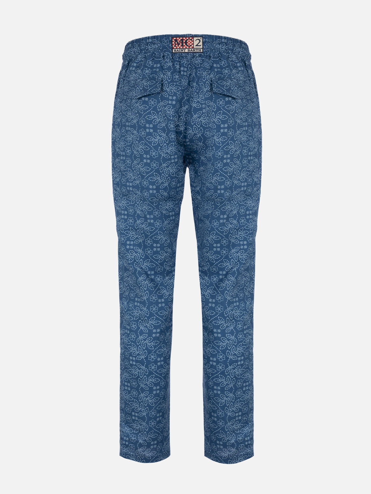 Man printed linen Calais pants with drawstring - MC2 Saint Barth