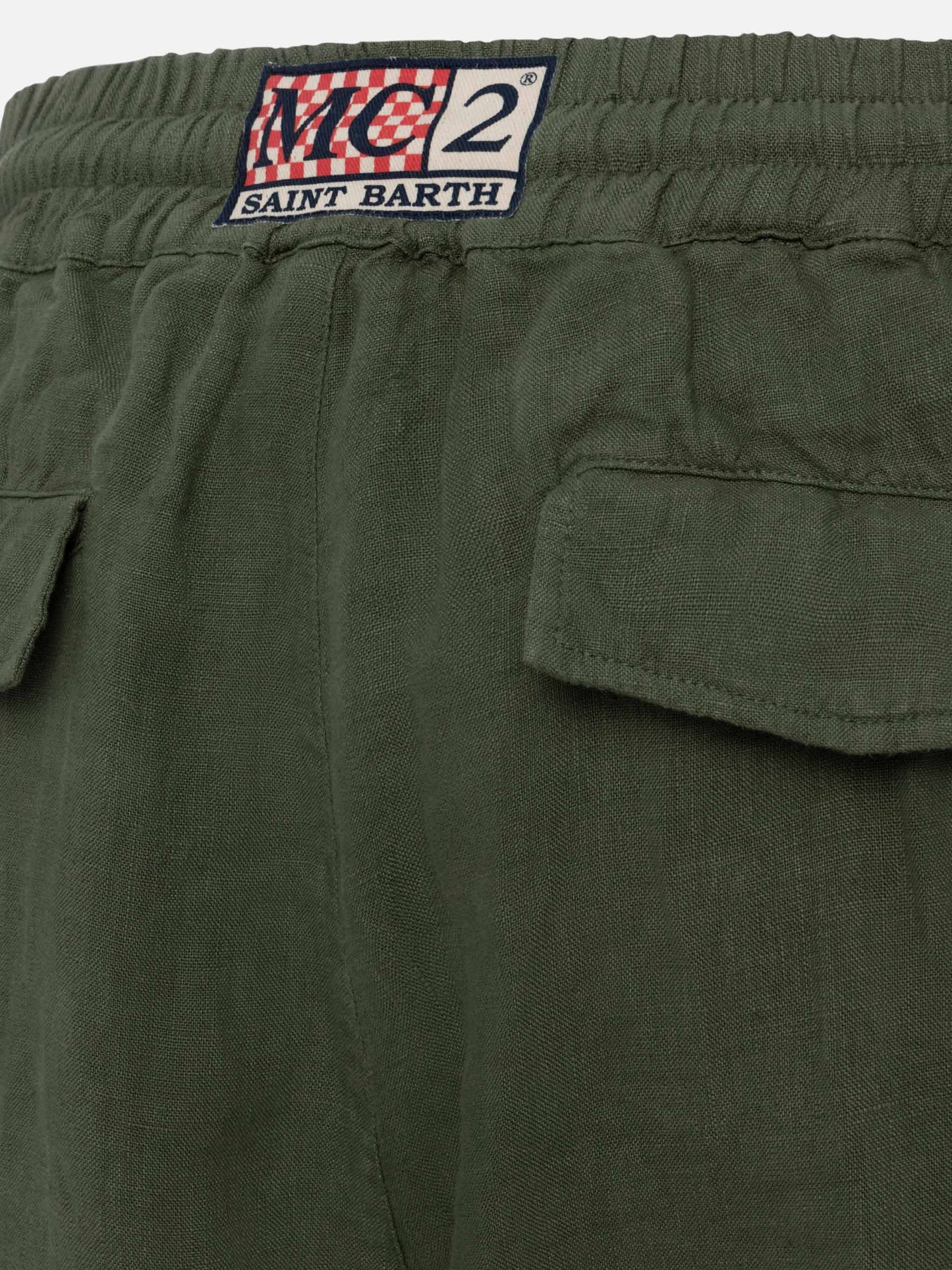 Military green linen pants Calais with drawstring - MC2 Saint Barth
