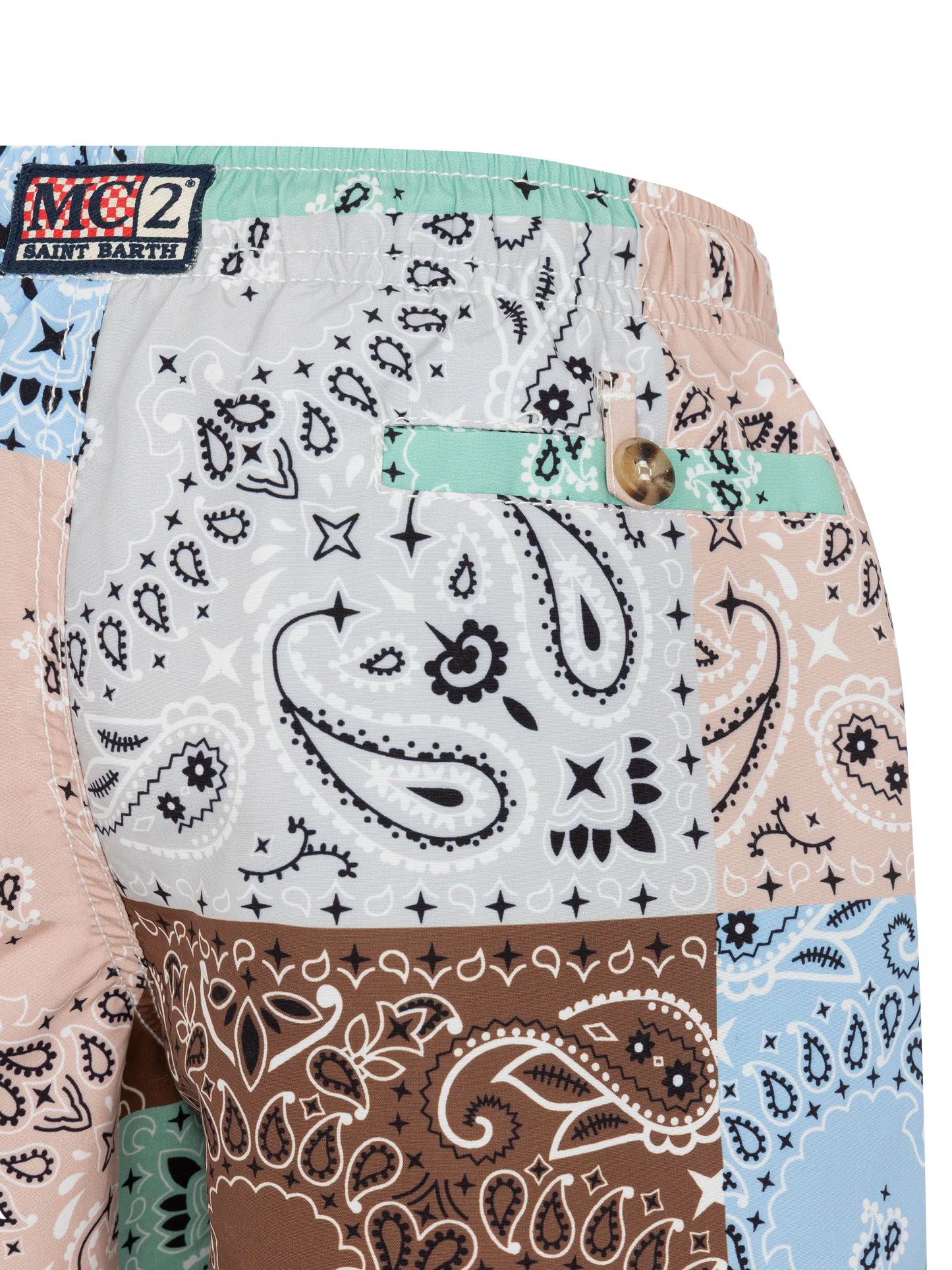 Mid-length swim-shorts Caprese Jr with bandanna patch print - MC2 Saint Barth
