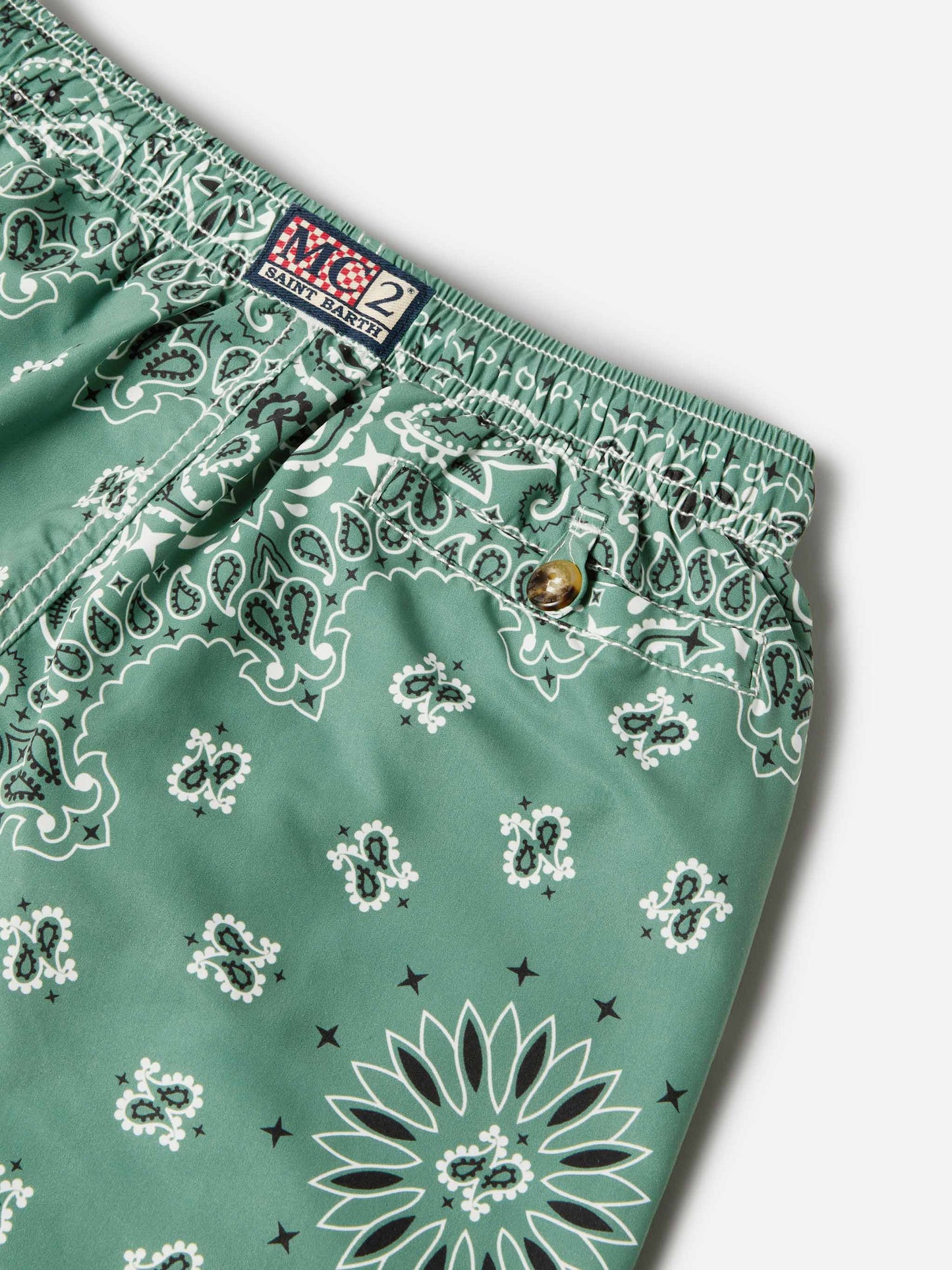 Costume Caprese Jr con stampa bandana verde militare