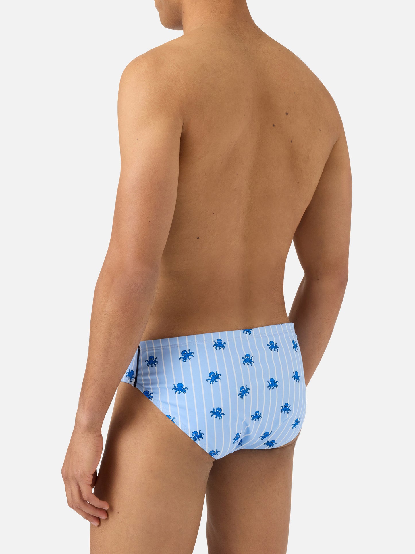 Slip mare Cayo a righe azzurre con stampa polipetti