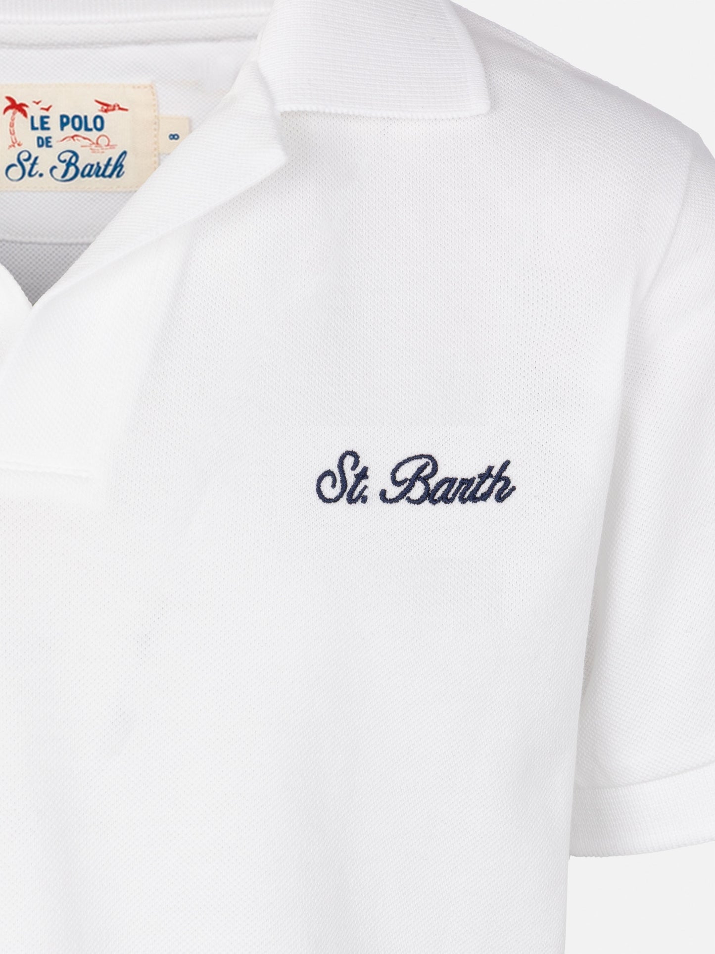 White cotton piquet buttonless polo shirt Charles Jr - MC2 Saint Barth