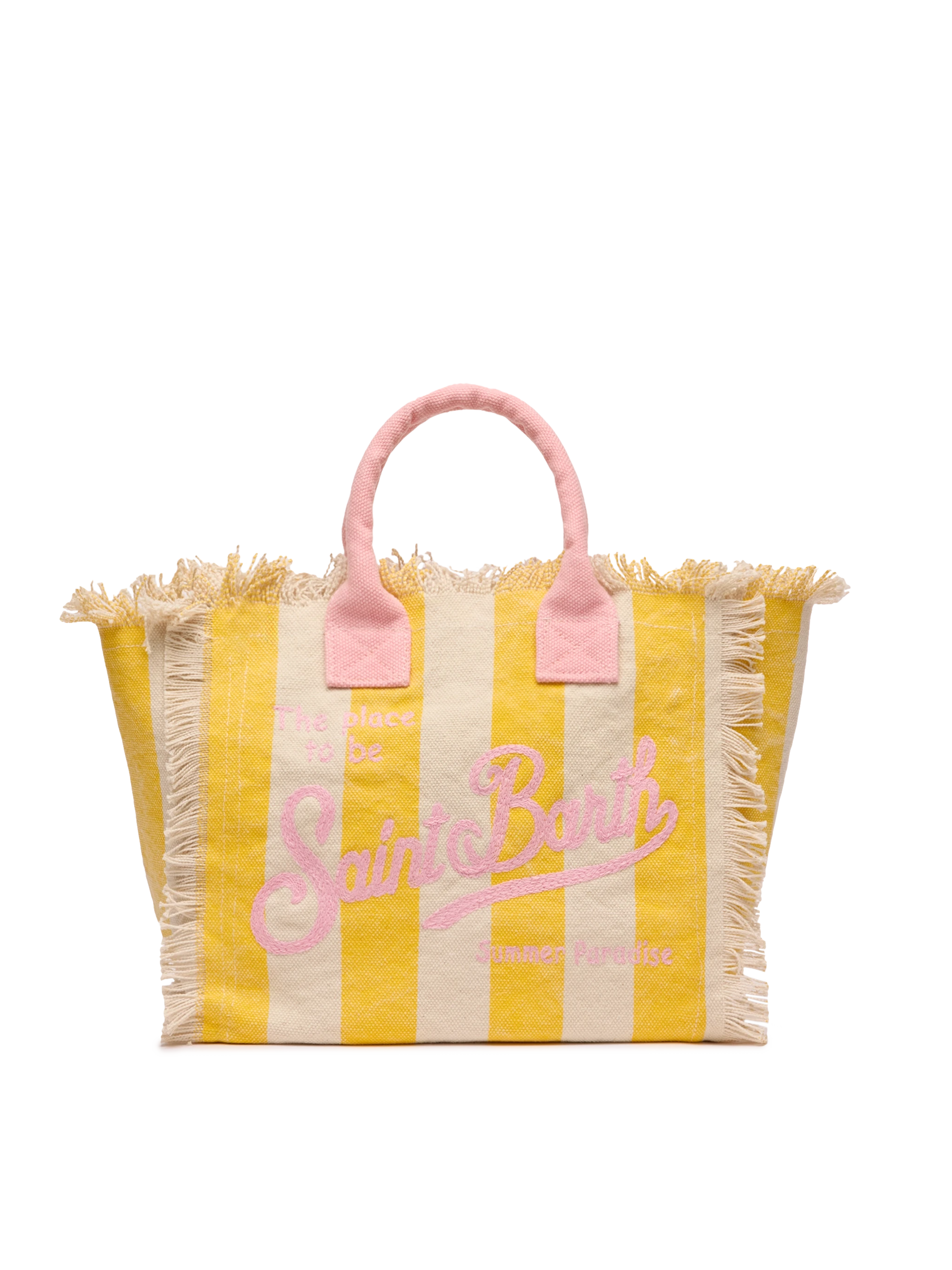 Borsa Colette in canvas di cotone con stampa a righe gialle