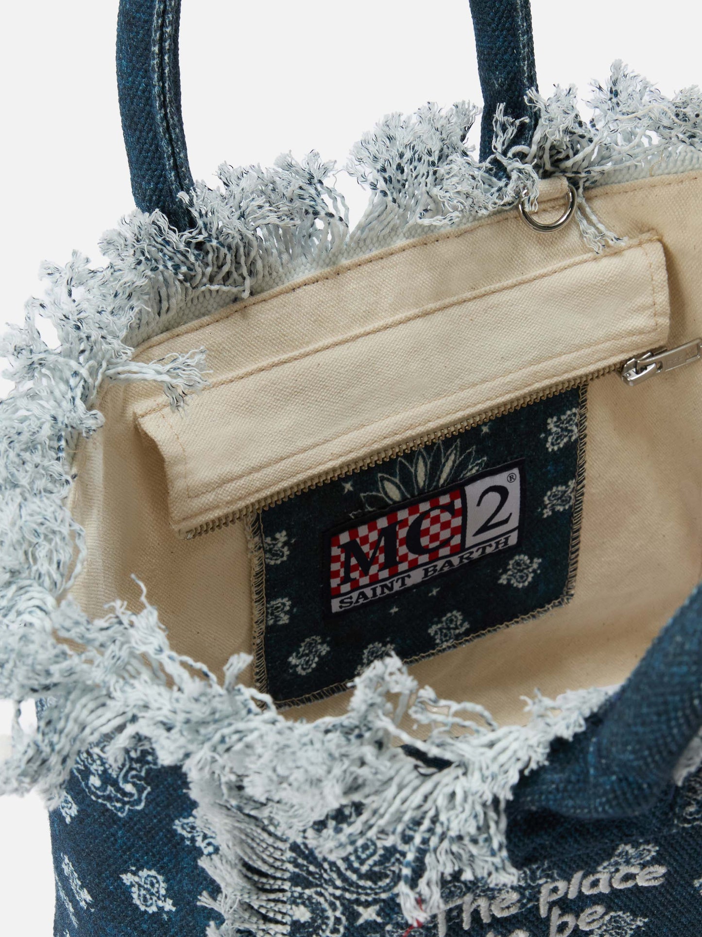 Sac Colette en toile bleu clair avec imprimé bandana