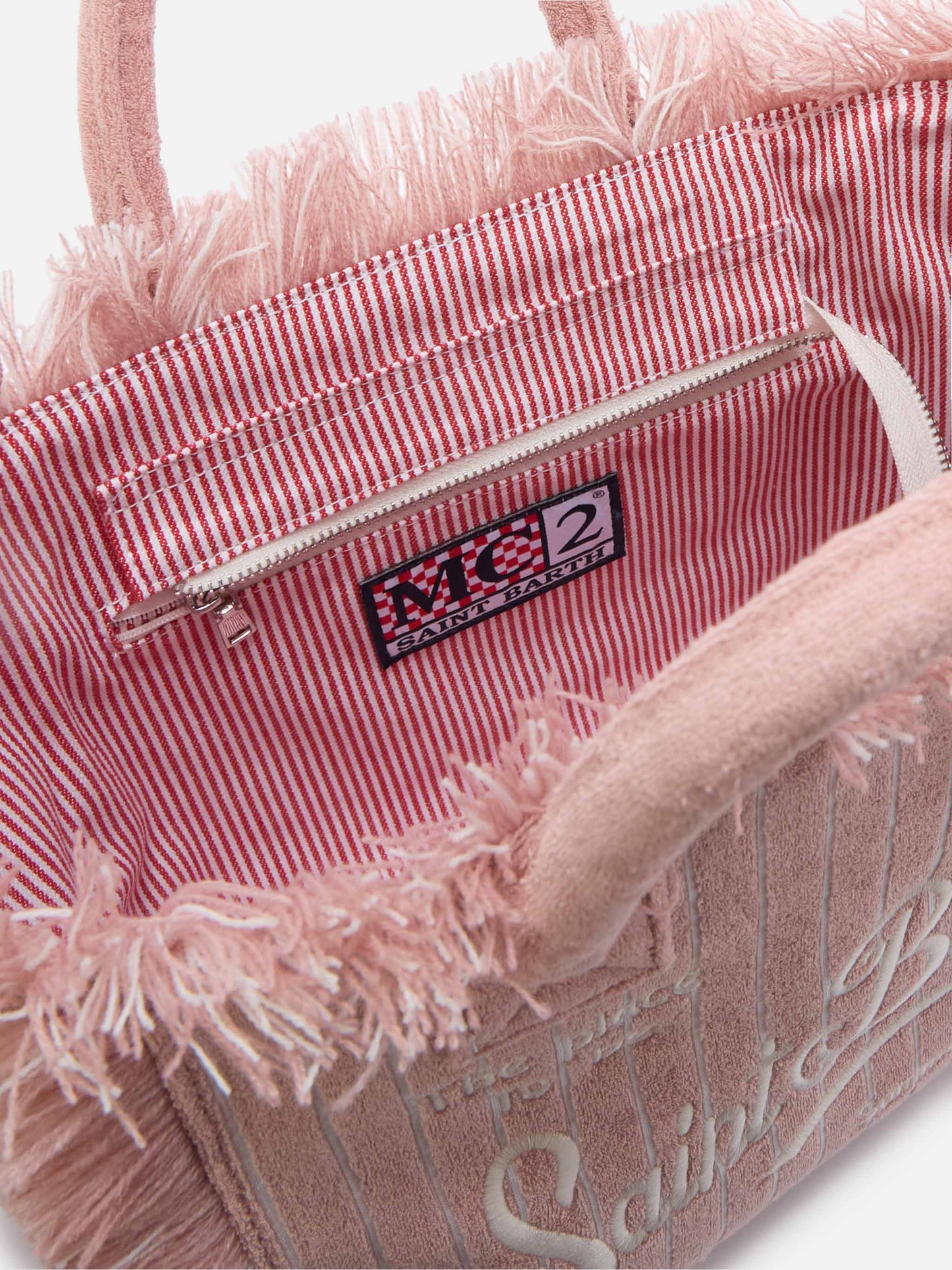 Borsa Colette in tessuto effetto spugnaa righe rosa