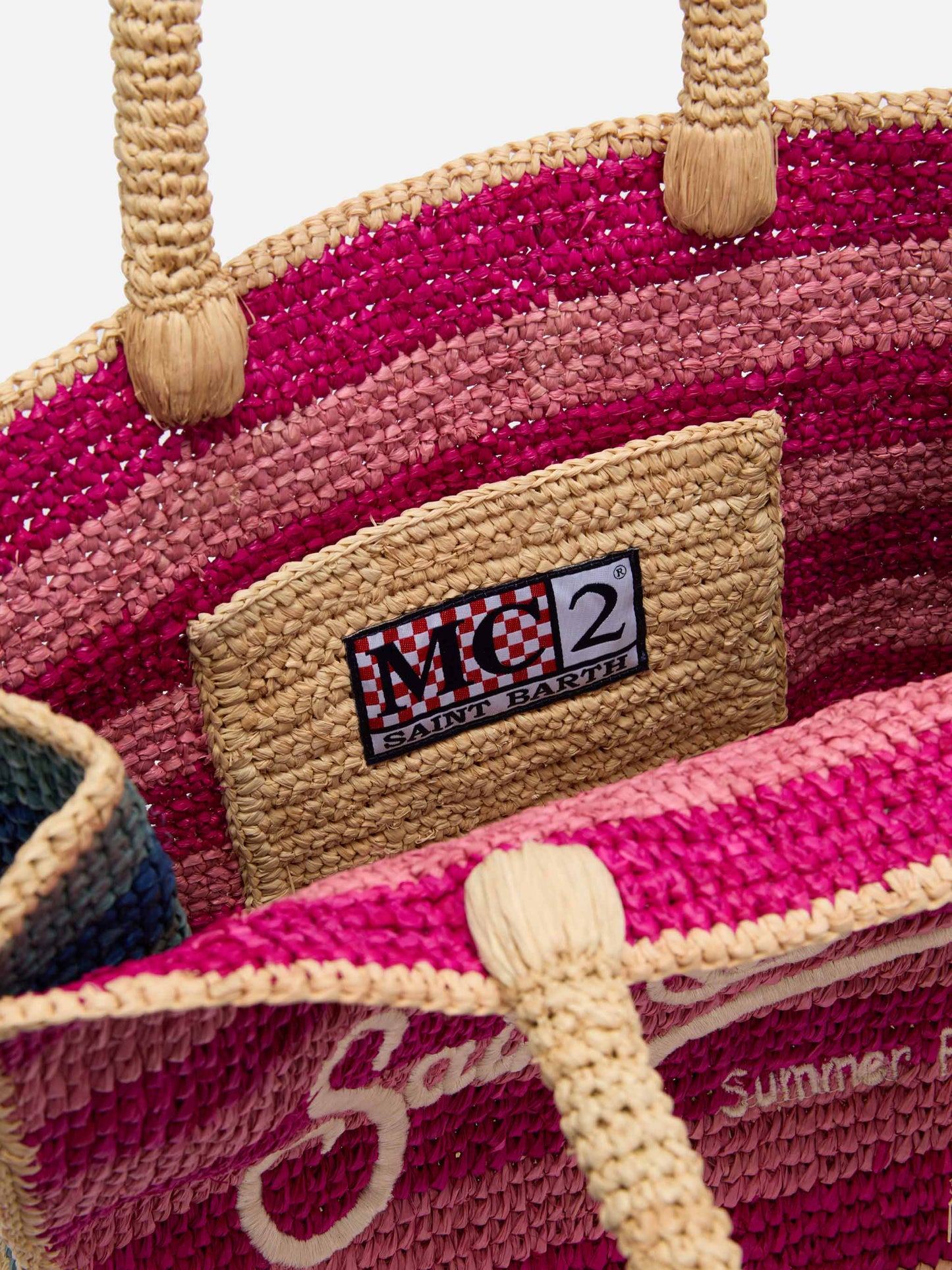 Colette Raffia multicolor striped handbag with logo embroidery - MC2 Saint Barth